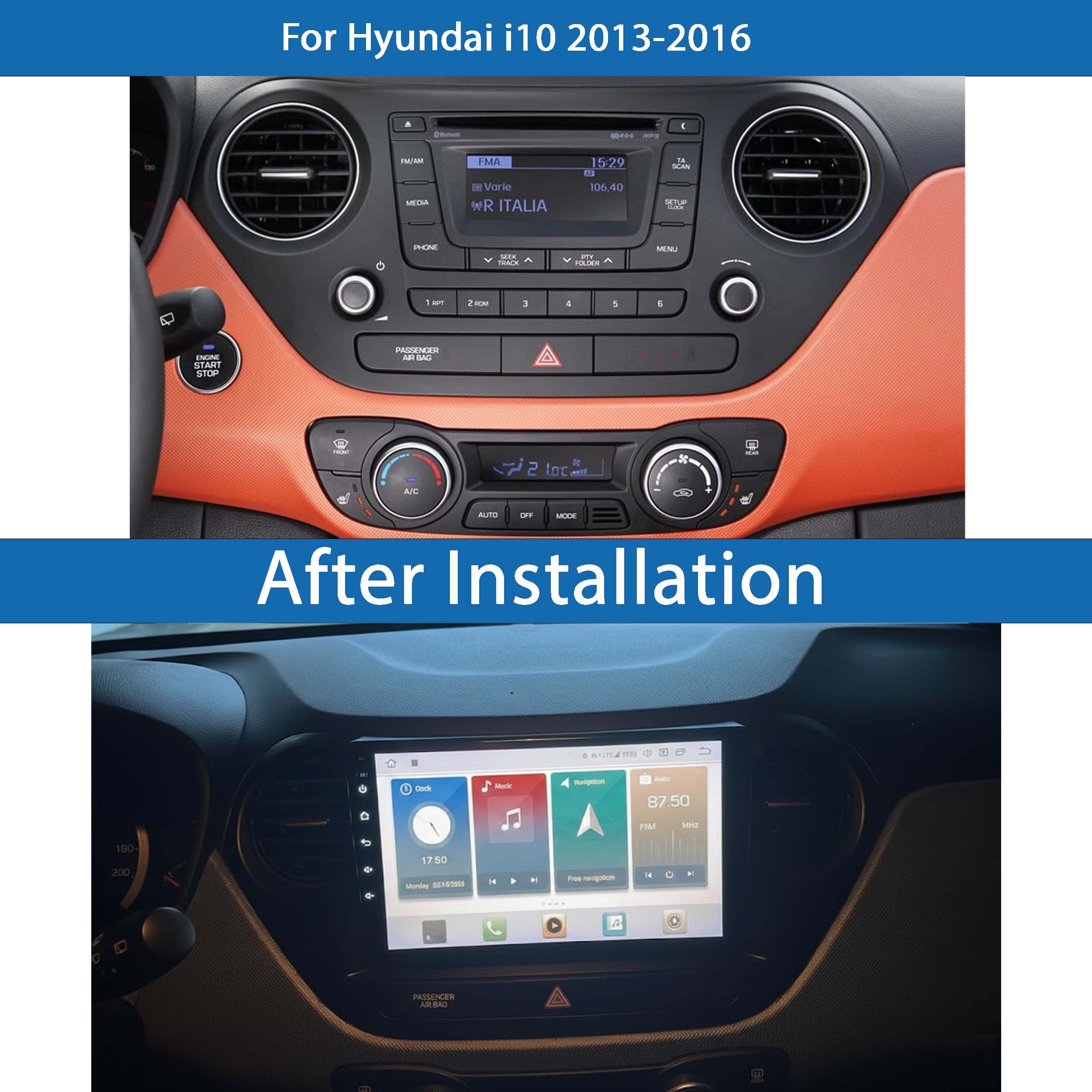 TAFFIO Für Hyundai i10 9" Touch Android Autoradio GPS Navi CarPlay Einbau-Navigationsgerät