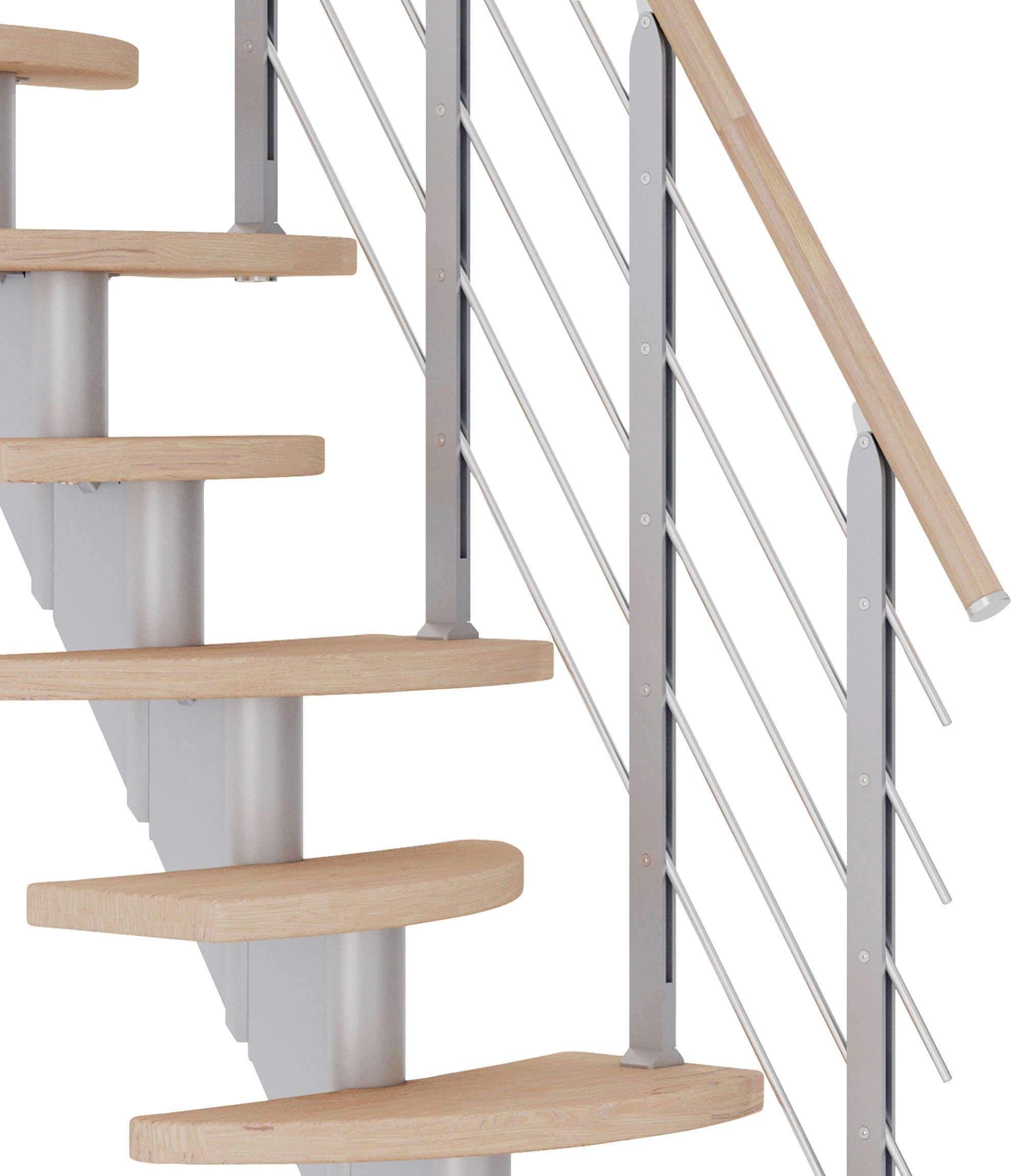 weiß/Metall Stufen offen, Mittelholmtreppe Dolle Geschosshöhen 270 für cm, Berlin, bis Eiche