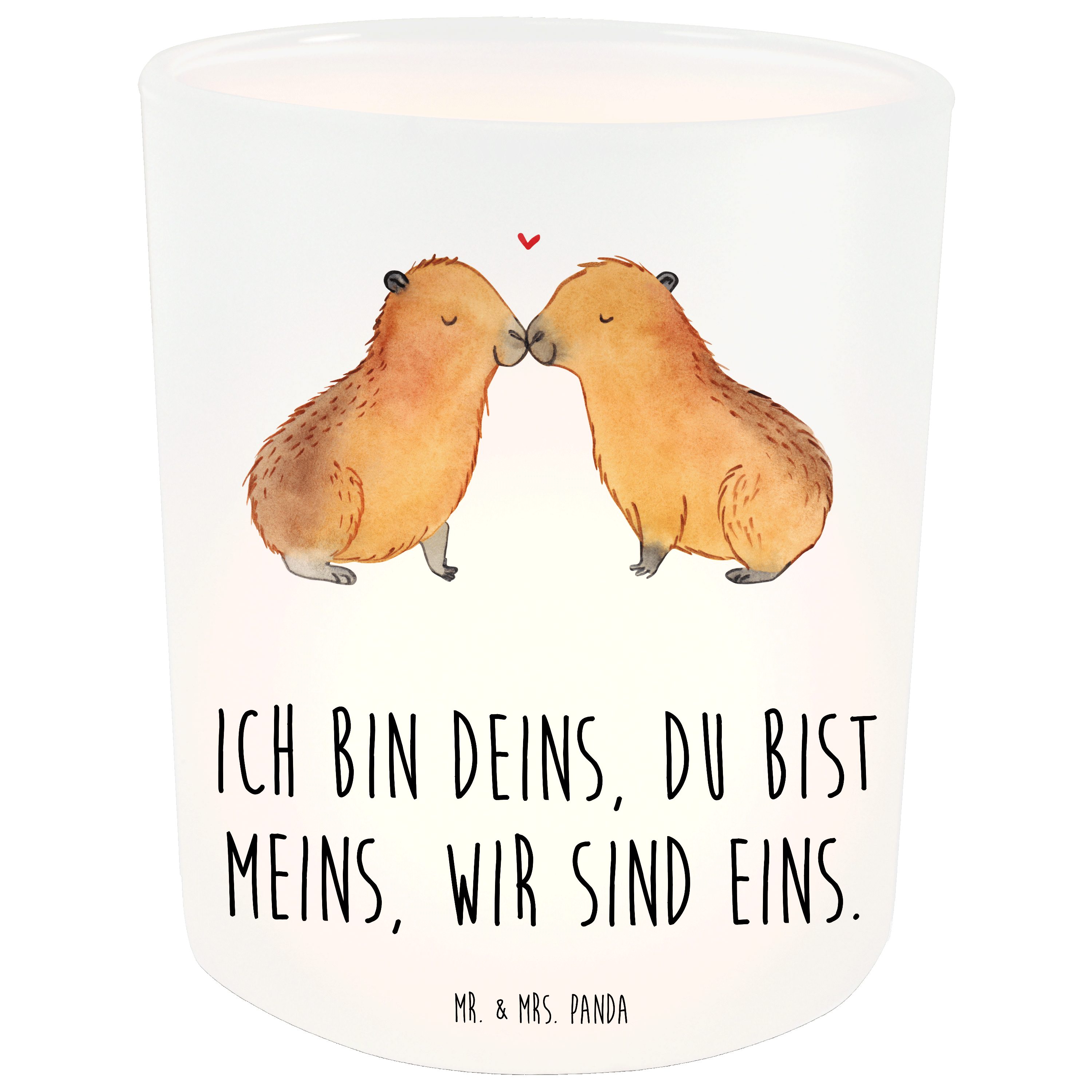 Mr. & Mrs. Panda Windlicht Capybara Liebe - Transparent - Geschenk, Tiere, lustige Sprüche, Kerz (1 St)