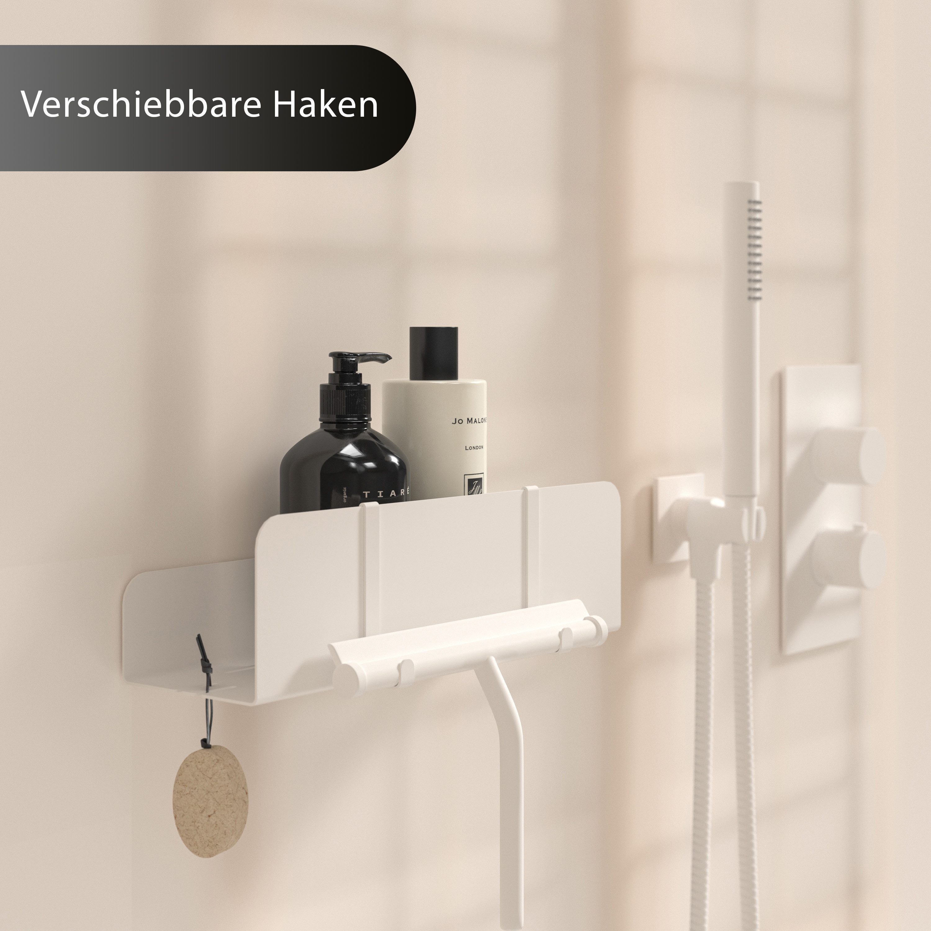 Dolvhin Duschablage ohne Bohren, Duschkorb Kleben, Duschregal ohne Bohren, Badregal, Badablage Edelstahl, Mit Ablaufrillen & Einhängeschlitze, Inkl. starkem Montage Klebeset