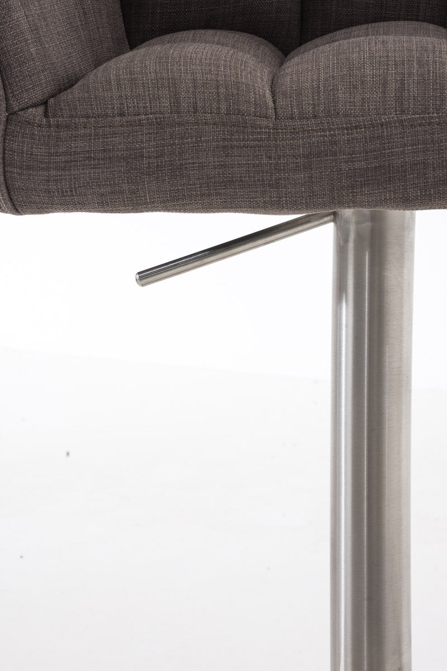 und Fußstütze - Küche), Stoff Grau Damaso für - 360° Edelstahl Barhocker Gestell (mit - & Theke drehbar Rückenlehne TPFLiving Sitzfläche: Hocker