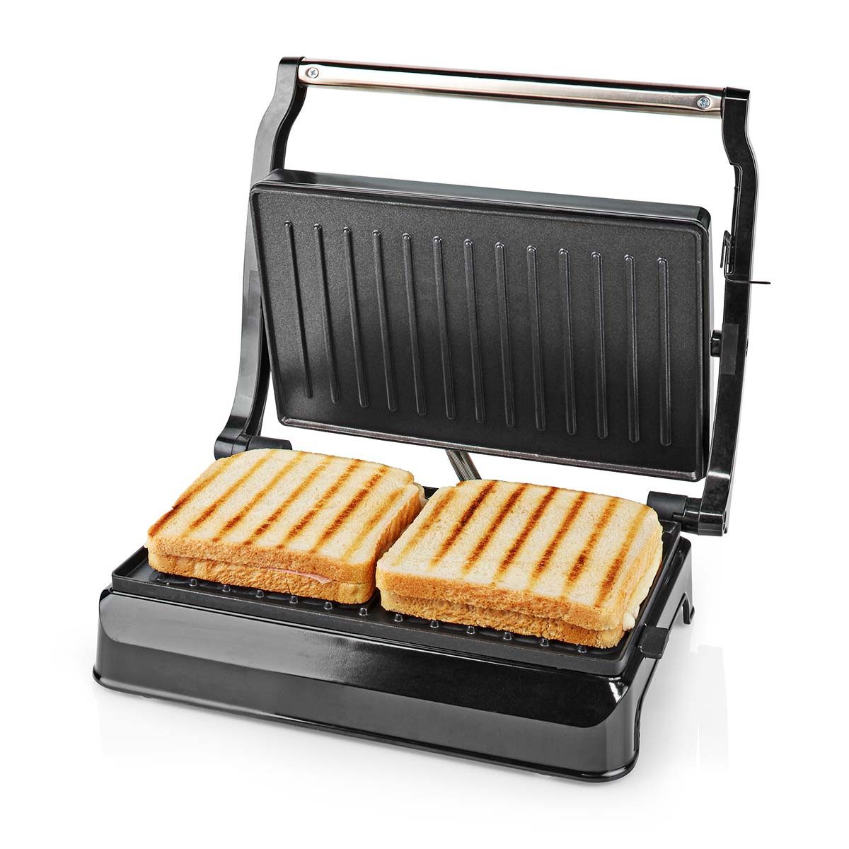 Nedis Kontaktgrill Kontaktgrill Grill Tischgrill Panini 700W Aluminium / Kunststoff, 700 W