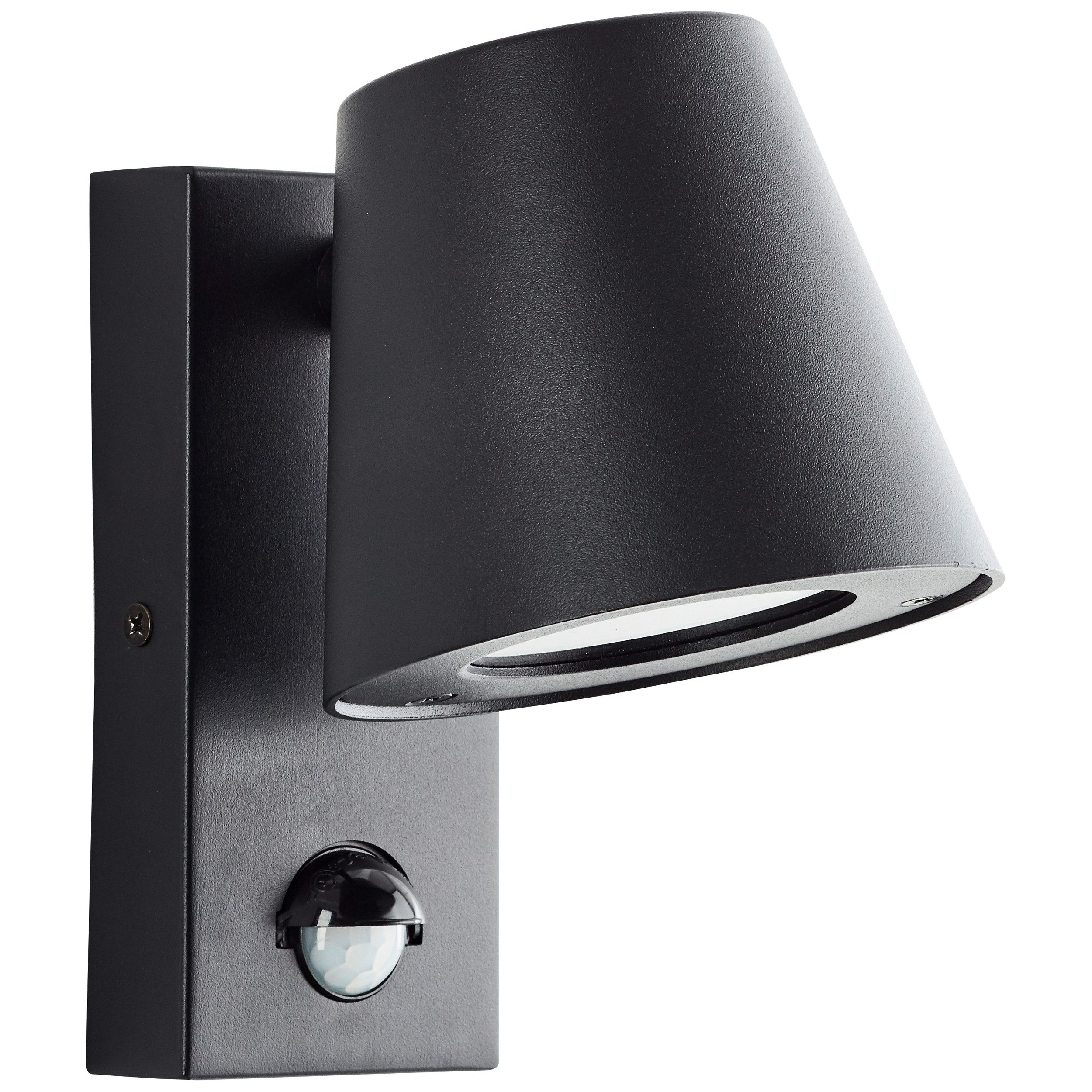 Brilliant Außen-Wandleuchte Bari, Bewegungsmelder, ohne Leuchtmittel, Außenwandlampe mit Bewegungsmelder, GU10, Metall/Kunststoff, schwarz