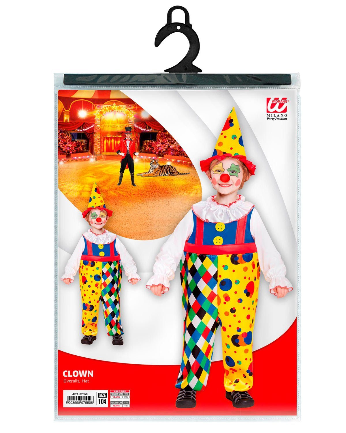 Widmann S.r.l. Clown-Kostüm Clown Kinderkostüm, Overall und Hut