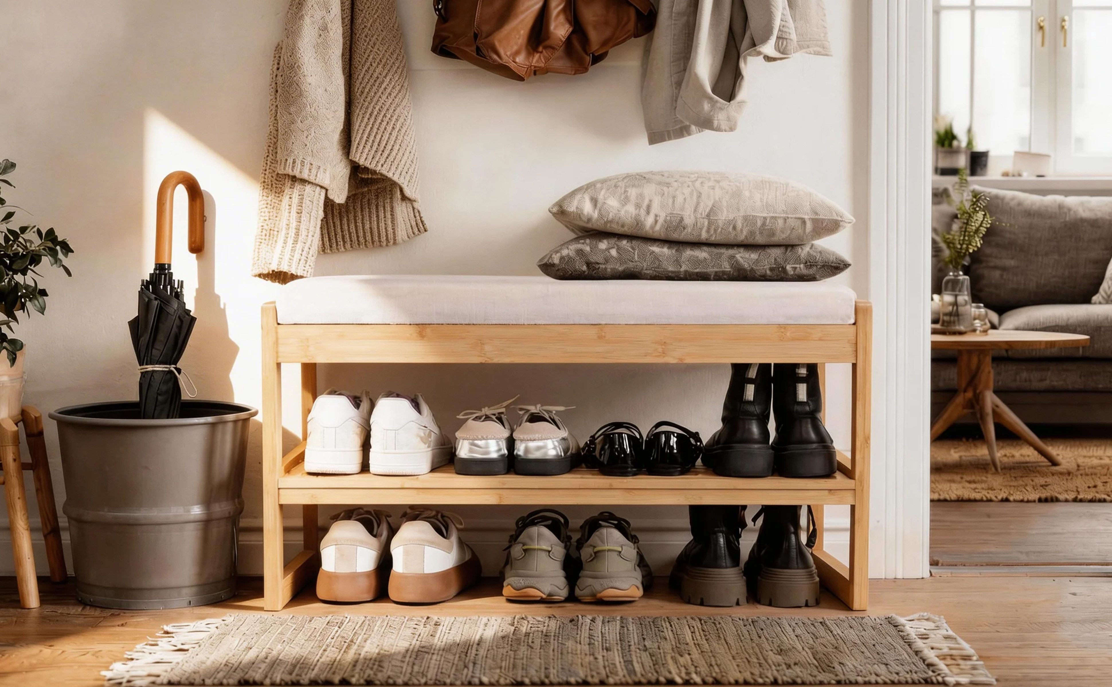 Zedelmaier Schuhbank mit Sitzbank Schuhregal mit Sitzbank (incl. seat cushion), inkl. Sitzkissen, für Schlafzimmer/Esszimmer/Flur