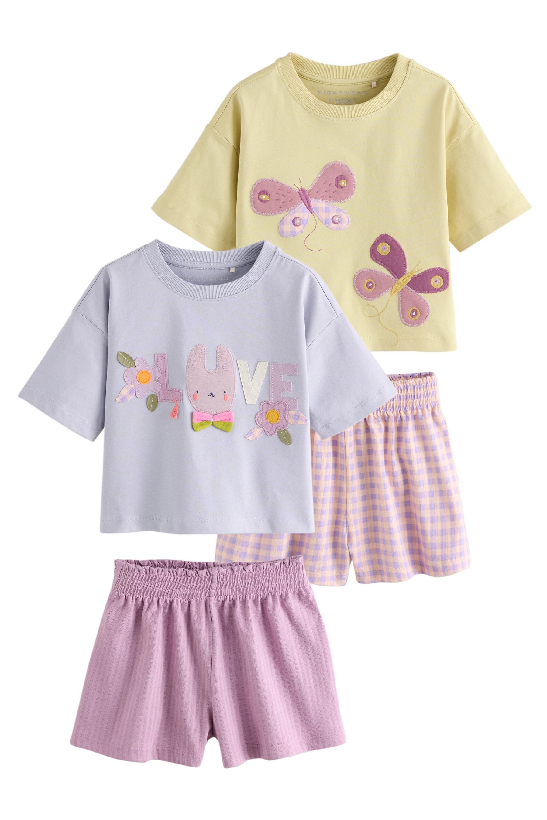 Pyjama 2er-Pack kurze Schlafanzüge mit Applikationen
