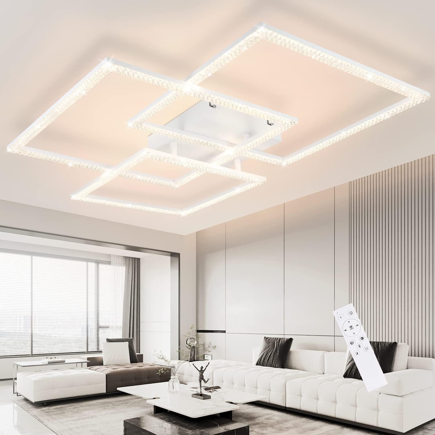 ZMH LED Deckenleuchte Deckenlampe Moderne 82W 72cm Wohnzimmer Schlafzimmer CCT/mit FB, Dimmba/mitFernbedienung, LED fest integriert, Warmweiß-Neutralweiß-Kaltweiß, mit Fernbedienung für Schlafzimmer Büro Küche