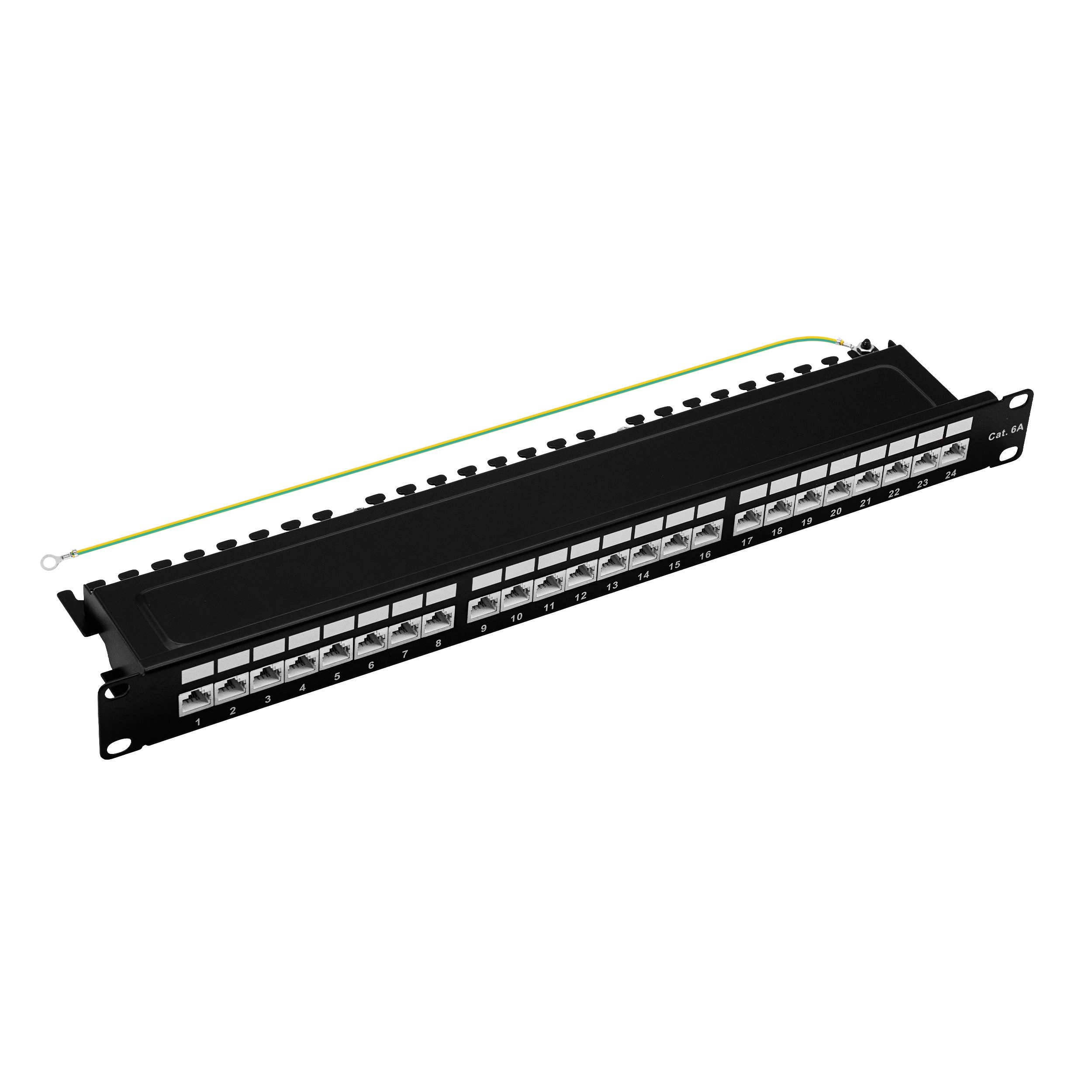 ProfiPatch Patchpanel Verteilerfeld Cat. 6A 19 Zoll Rackeinbau Netzwerk-Patch-Panel (24 Ports, 1 HE)