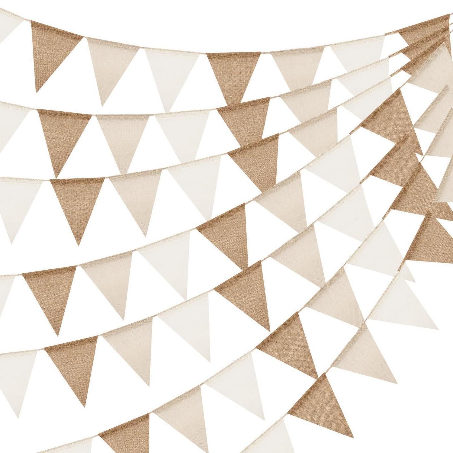 LuxusKollektion Wimpelkette Wimpelkette Outdoor Wetterfest Beige Braun 20m