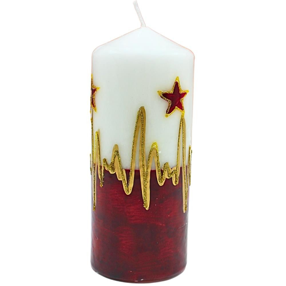 Stumpenkerze Edle Stumpenkerze, Tischkerze, Dekokerze, Wachskerze mit Weihnachtsmot