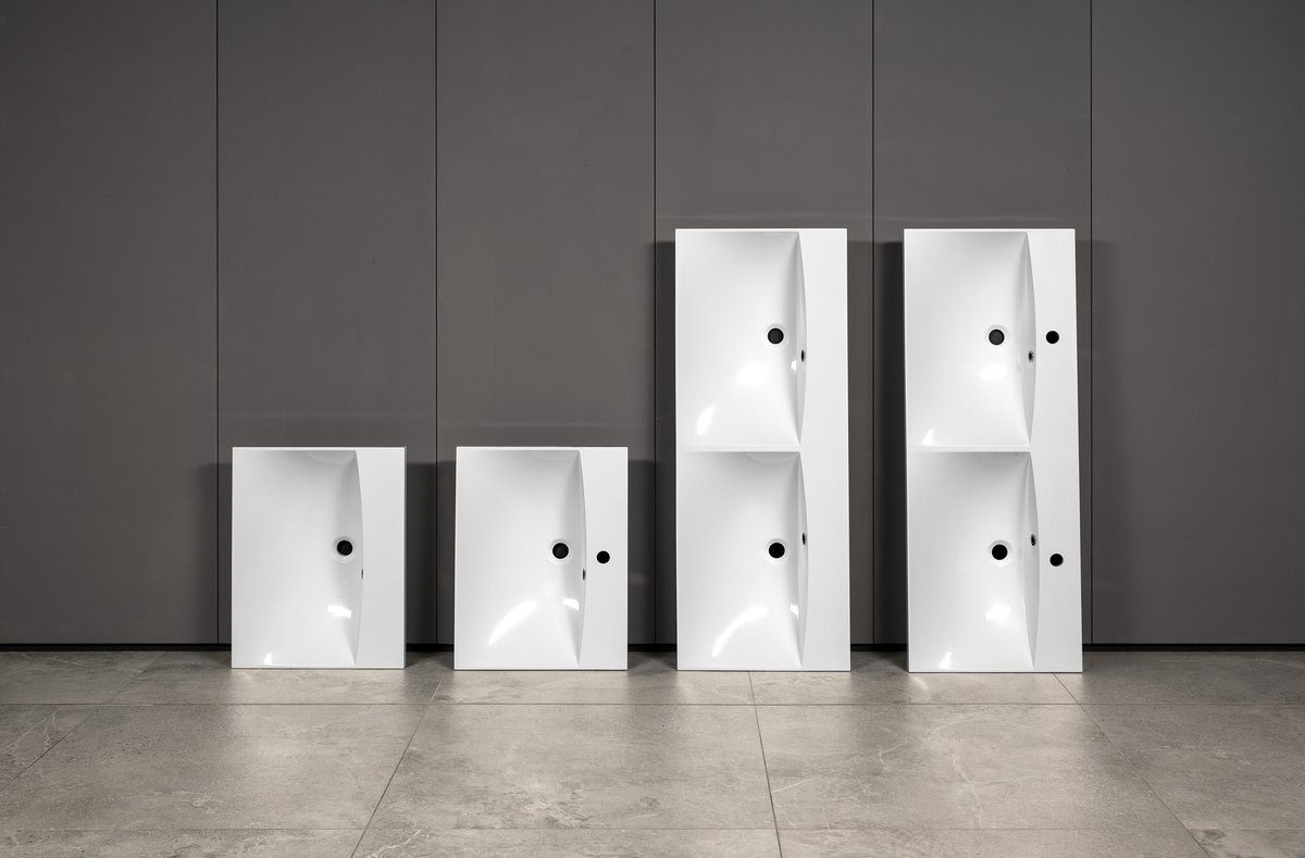 Sapho Doppelwaschtisch MARIA Gussmarmor-Doppelwaschtisch 120x46cm ohne Loch für Armatur, weiß