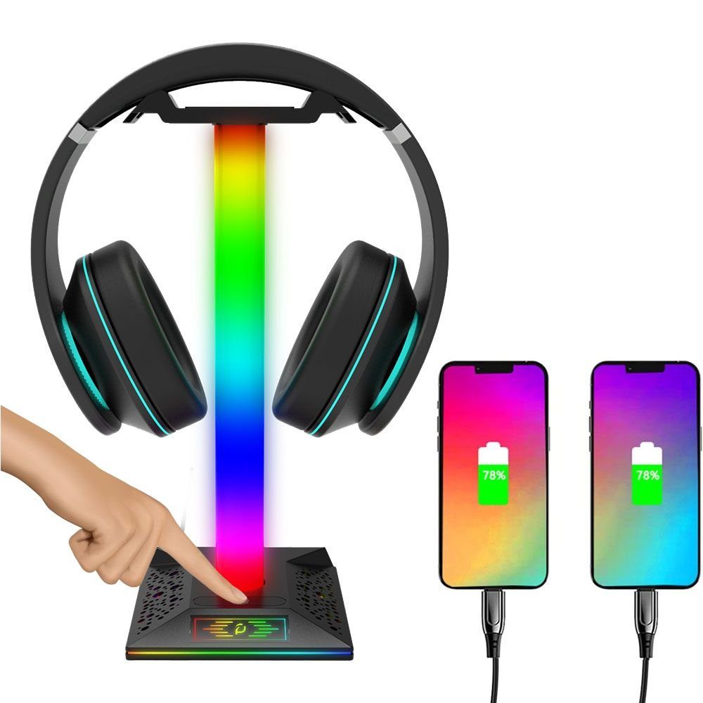 JOYOLEDER RGB-Kopfhörerständer mit USB-Typ-C-Ladegerät Headset-Halter  Kopfhörerständer