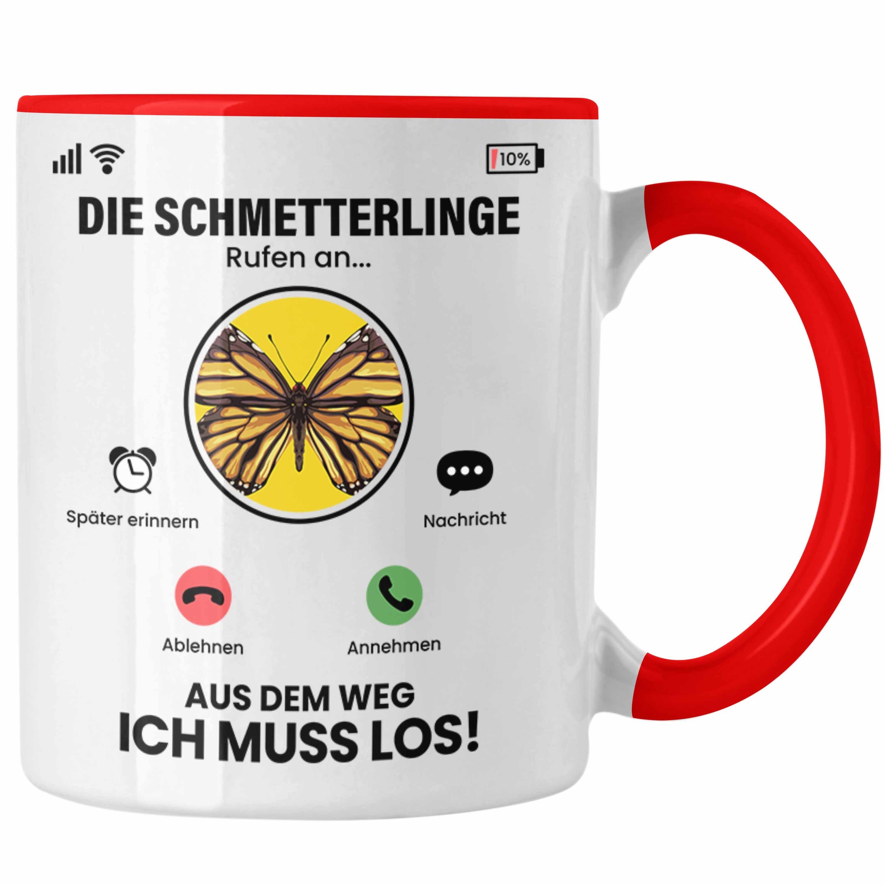 Trendation Tasse Die Schmetterlinge Rufen An Tasse Geschenk für Schmetterlinge Züchter Rot | Teetassen