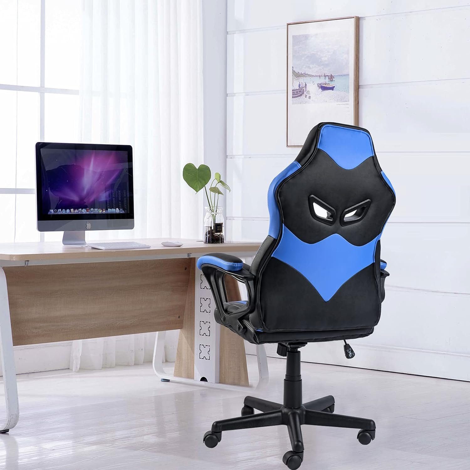 JOYFLY Gaming Chair (Gamer Sessel Lordosenstütze), Erwachsene Gaming PC-Stuhl Ergonomischer Gaming Stuhl Höhenverstellbar, mit mit Stuhl Junge(Blau)
