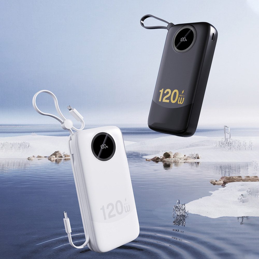 Dudao Akkupack Ladekabel Powerbank 20000 mAh (1 St), Eingebaute Kabel, Schnellladung, LED-Anzeige