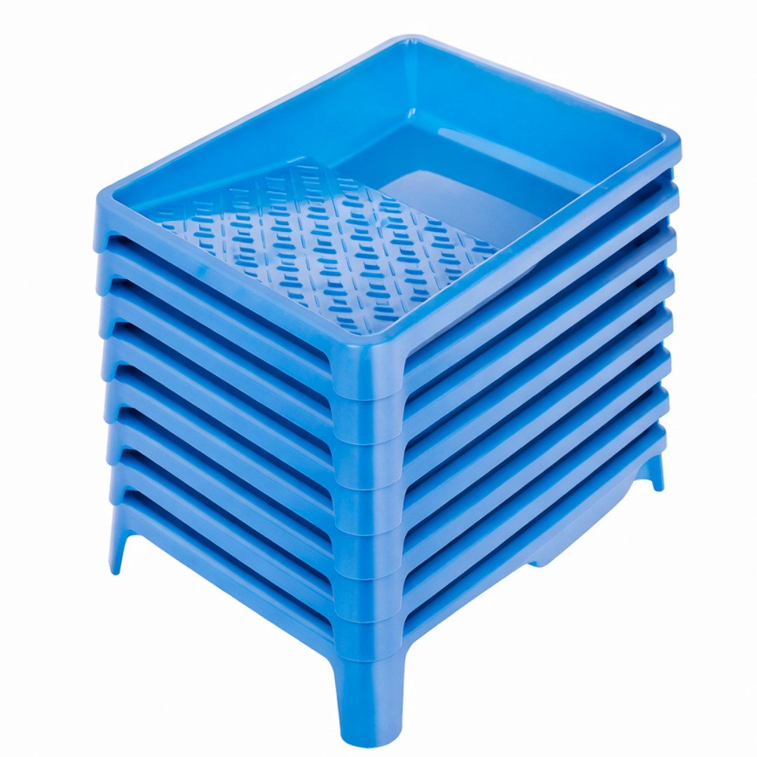 GEKO Farbwanne 10x Profi Farbwanne Blau Lackwanne Lackschale 15x29 / 25x33 cm, (Packung), 10er-Set, geriffelte Abrollfläche