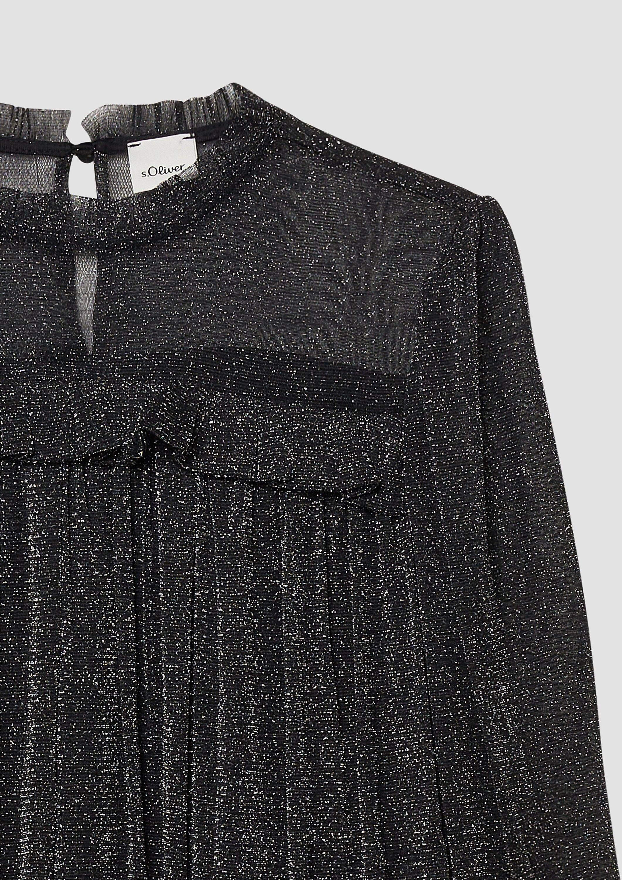 s.Oliver Langarmbluse Bluse Festliches Shirt aus Glitzermesh mit Rüschen – Bild 4 von 4