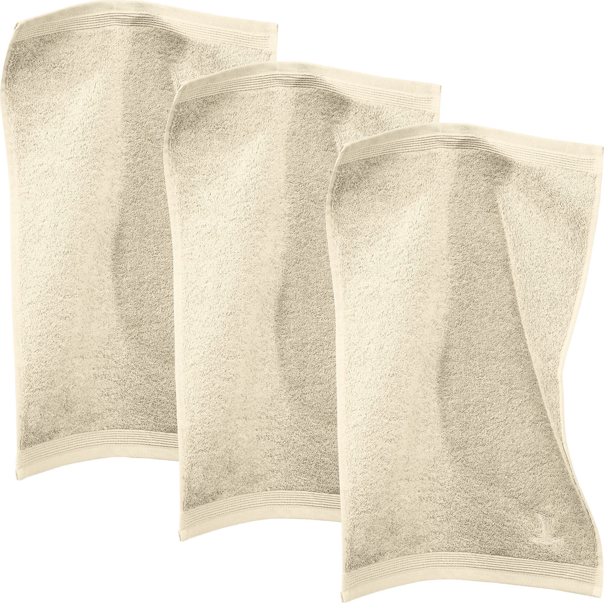 Möve Gästehandtuch Gästetuch "Superwuschel" 3er-Pack, Frottier, Walk-Frottier Uni