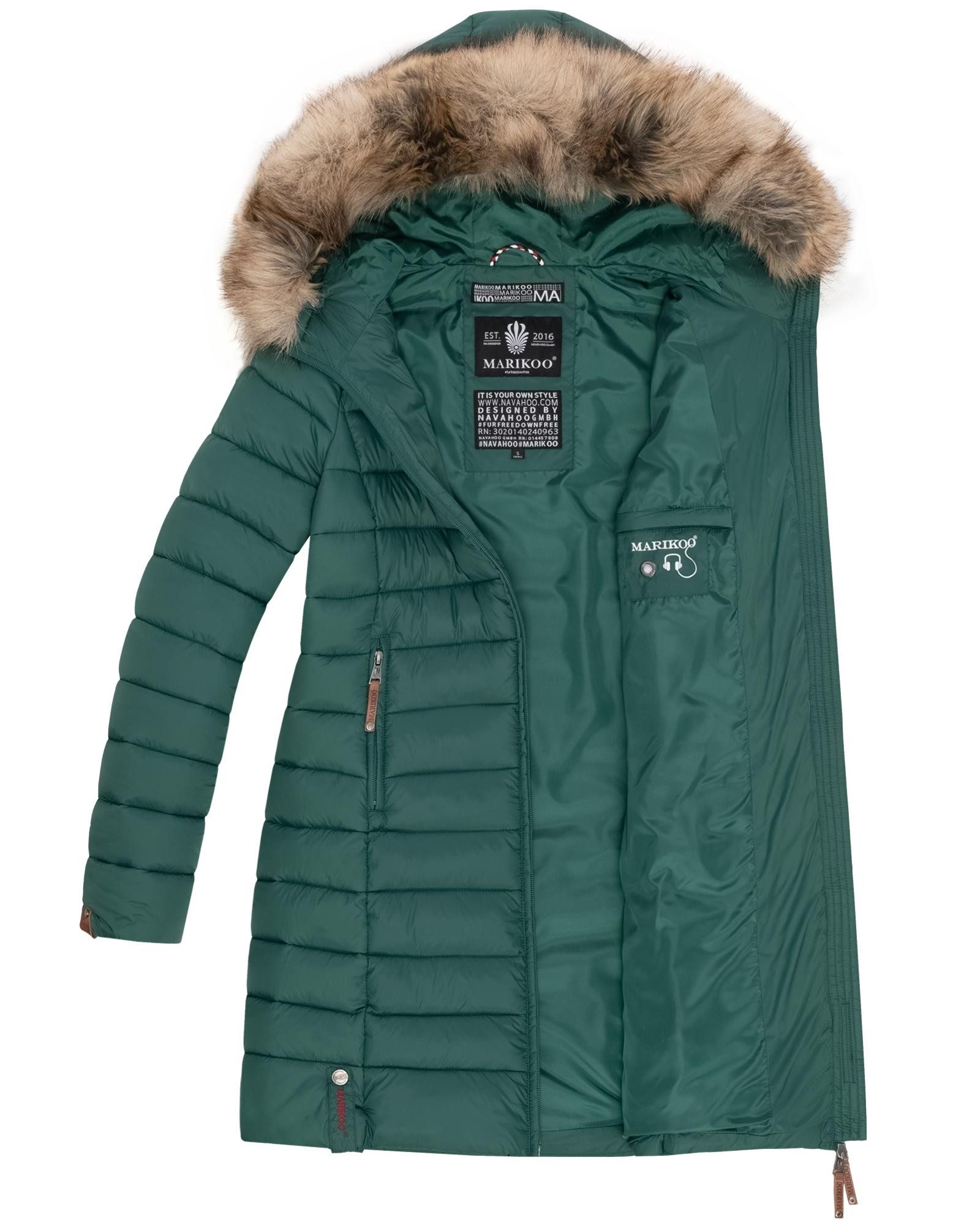 Marikoo Steppmantel Rose-Stepp zeitloser Winterparka mit großer Kunstfellkapuze