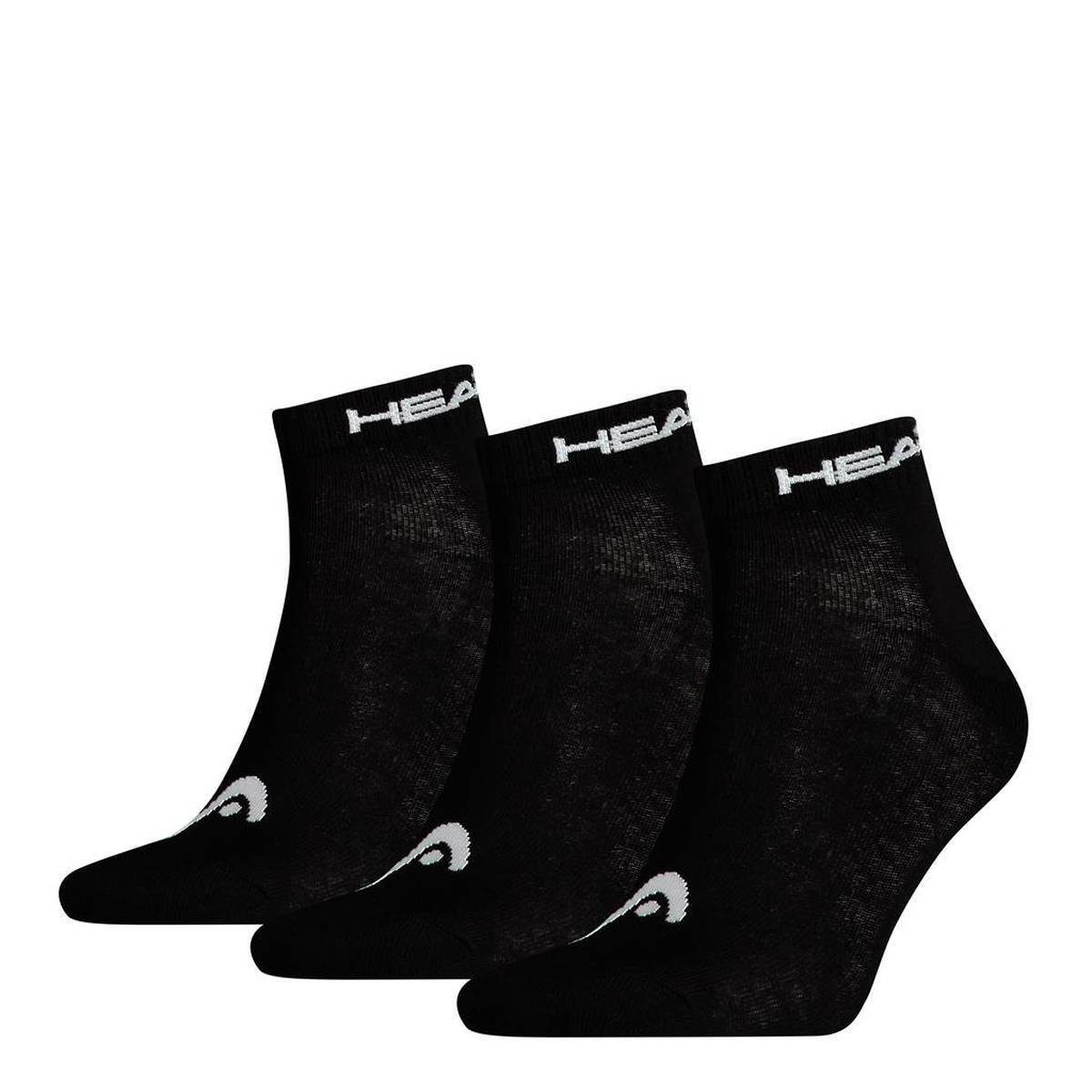Unisex Head Baumwollmix Socken, 3er - Schwarz Pack Quarter Sneakersocken