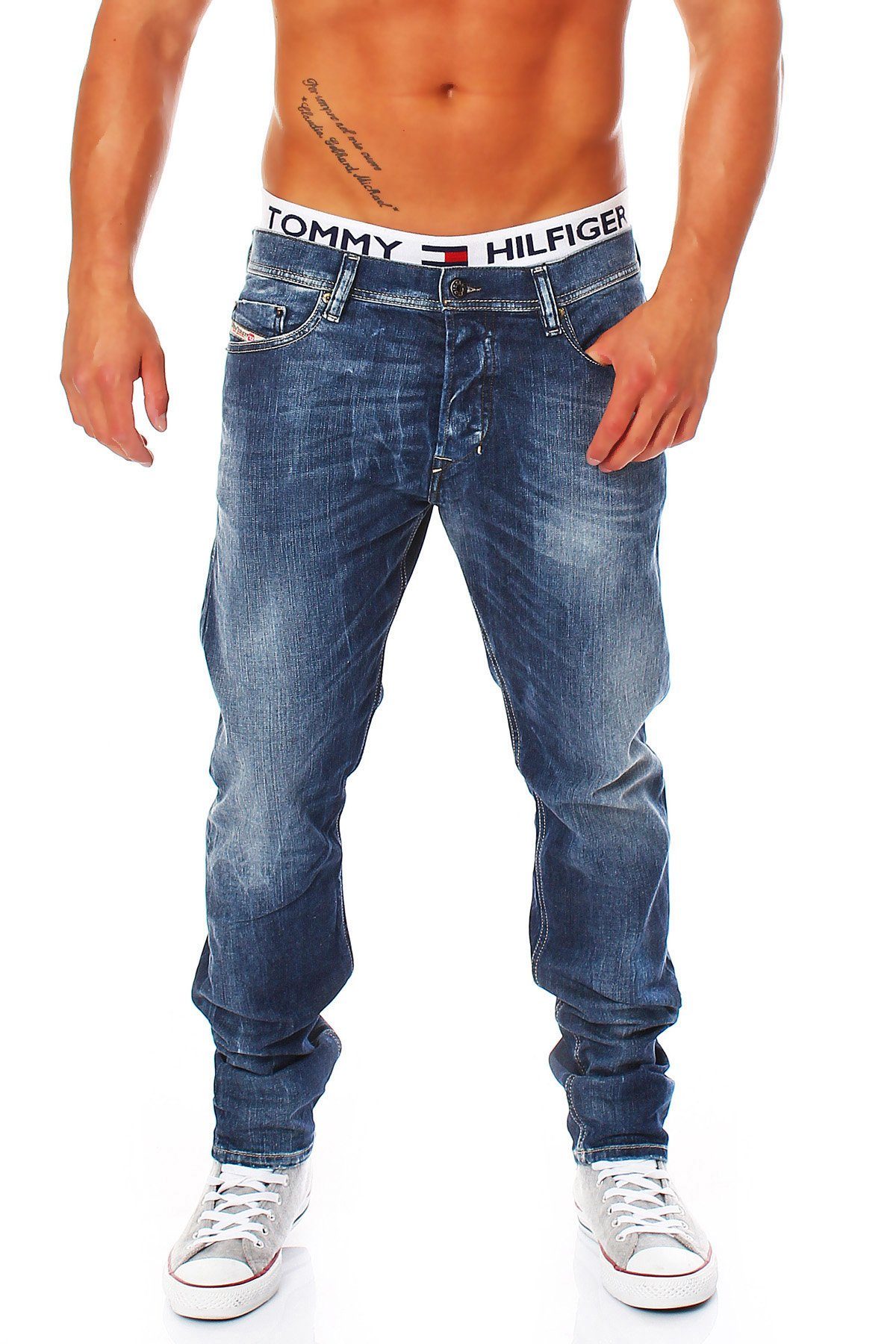 Diesel Stretch-Jeans Herren Tepphar 0827I Dezenter Stretch, Style, 5 Grösse: Röhrenjeans, W28 L32 Used-Look, Pocket