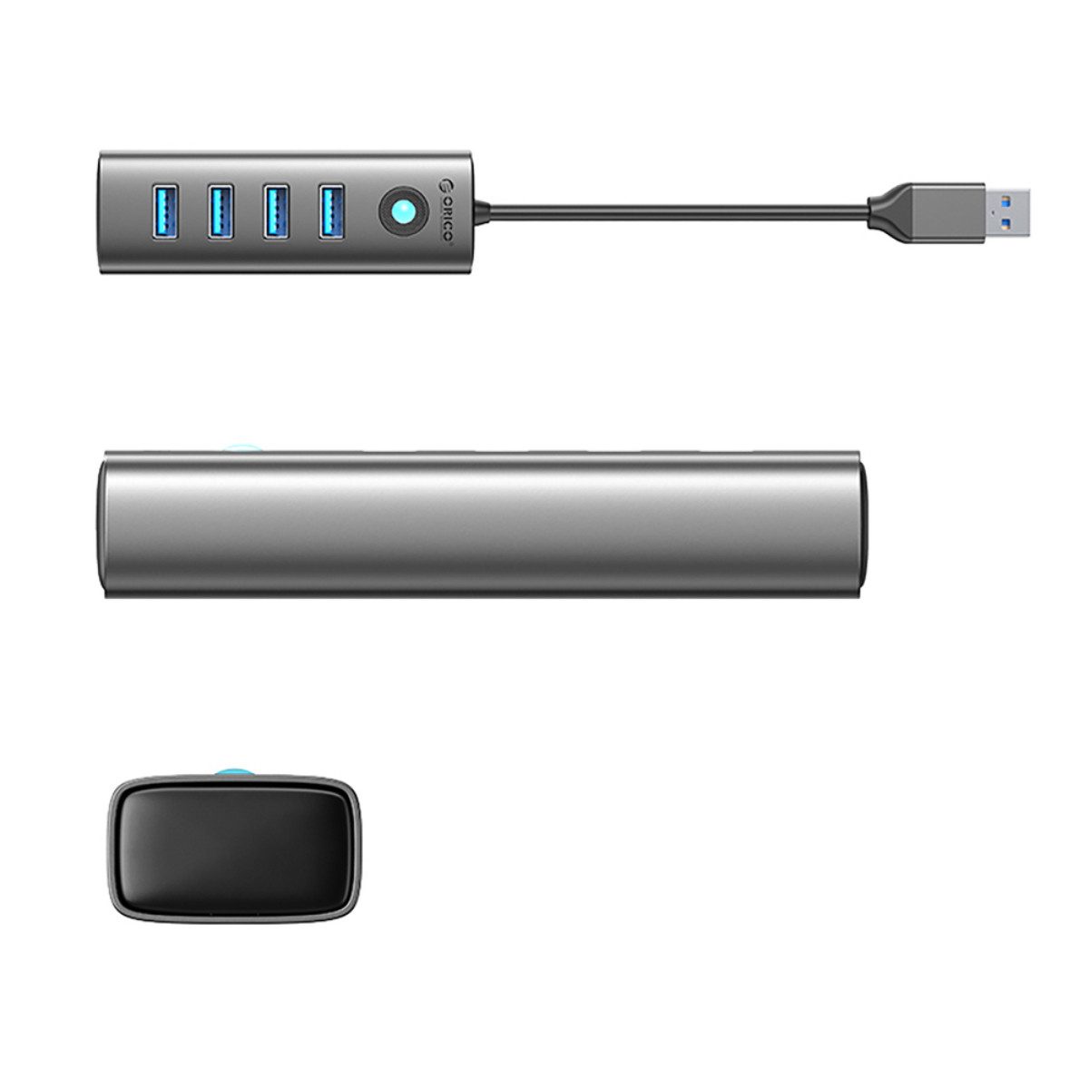 ORICO PDD4U-U3 Hub USB-Adapter USB-A zu USB-A, 4-fach USB 3.0 Hub im Aluminiumgehäuse