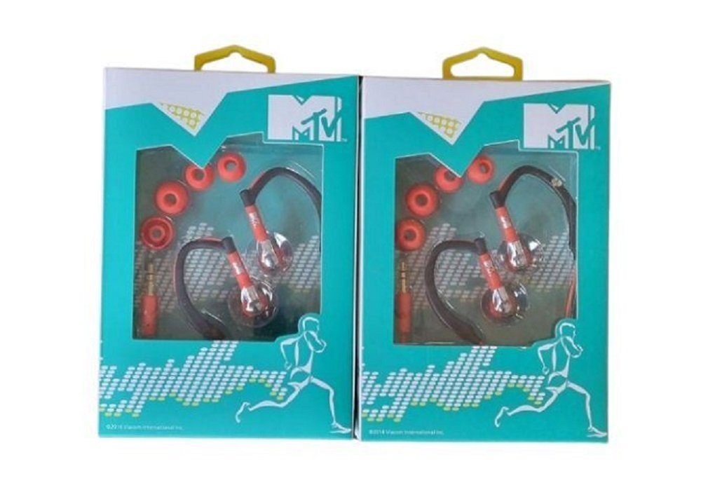 (2 MTV Sport-Kopfhörer 2 Original Stück) Farben in MTV 4xschwarz-rot