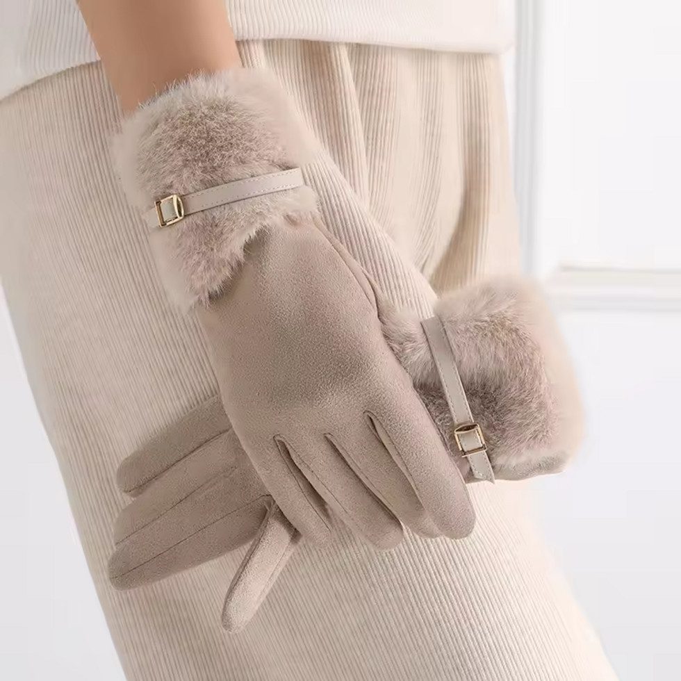 Montegoni Baumwollhandschuhe Damen Winterhandschuhe mit Fleecefutter– Warm, Winddicht (Packung) Ideal für einen stilvollen und eleganten Look