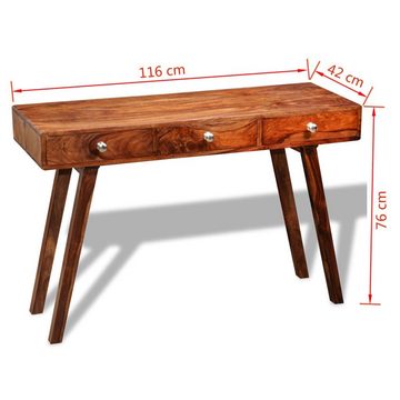 furnicato Sideboard Konsolentisch mit 3 Schubladen 76 cm Massivholz Palisander