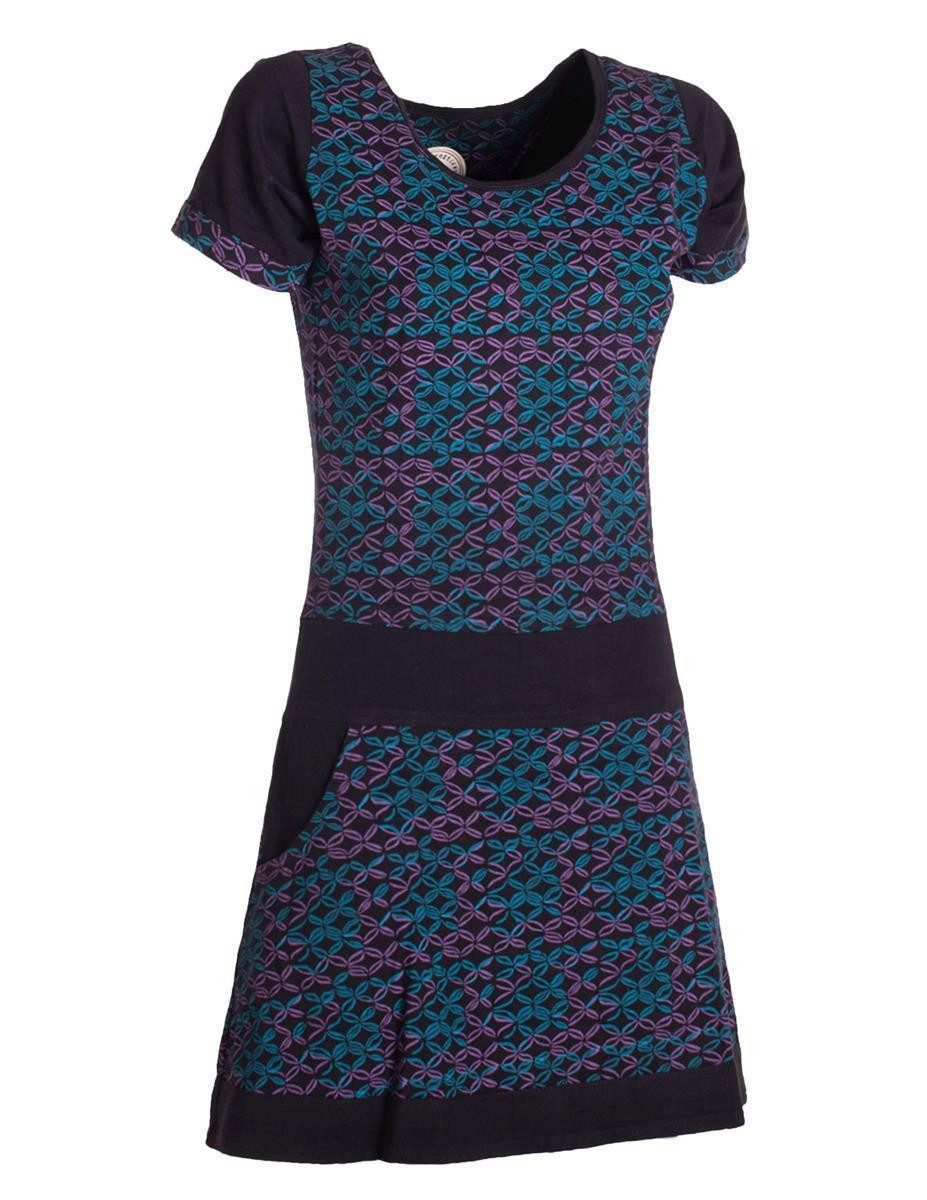 Vishes Tunikakleid Damen Longshirt-Kleid kurzarm Mini-Kleid Tunika-Kleid T-Shirtkleid Boho, Goa, Retro Style – Bild 4 von 5