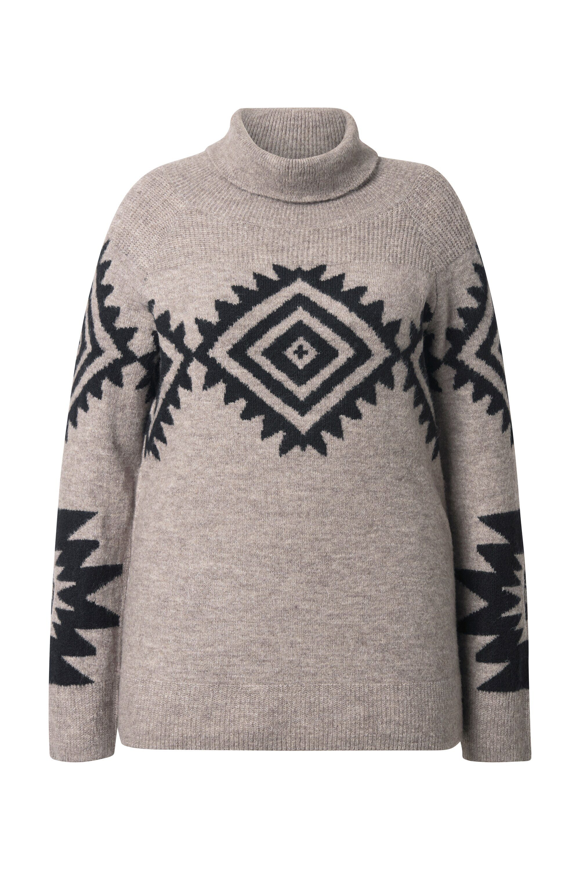 Ulla Popken Rollkragenpullover Pullover Strickmuster Rollkragen Raglan-Lang günstig online kaufen
