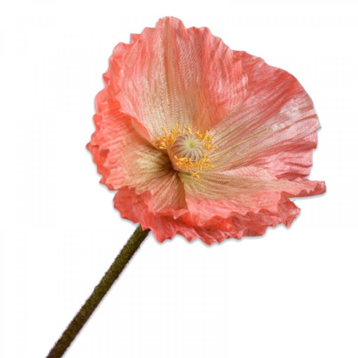 Künstliche Zimmerpflanze Seidenblume Mohn Lachs (63cm), SILK-KA
