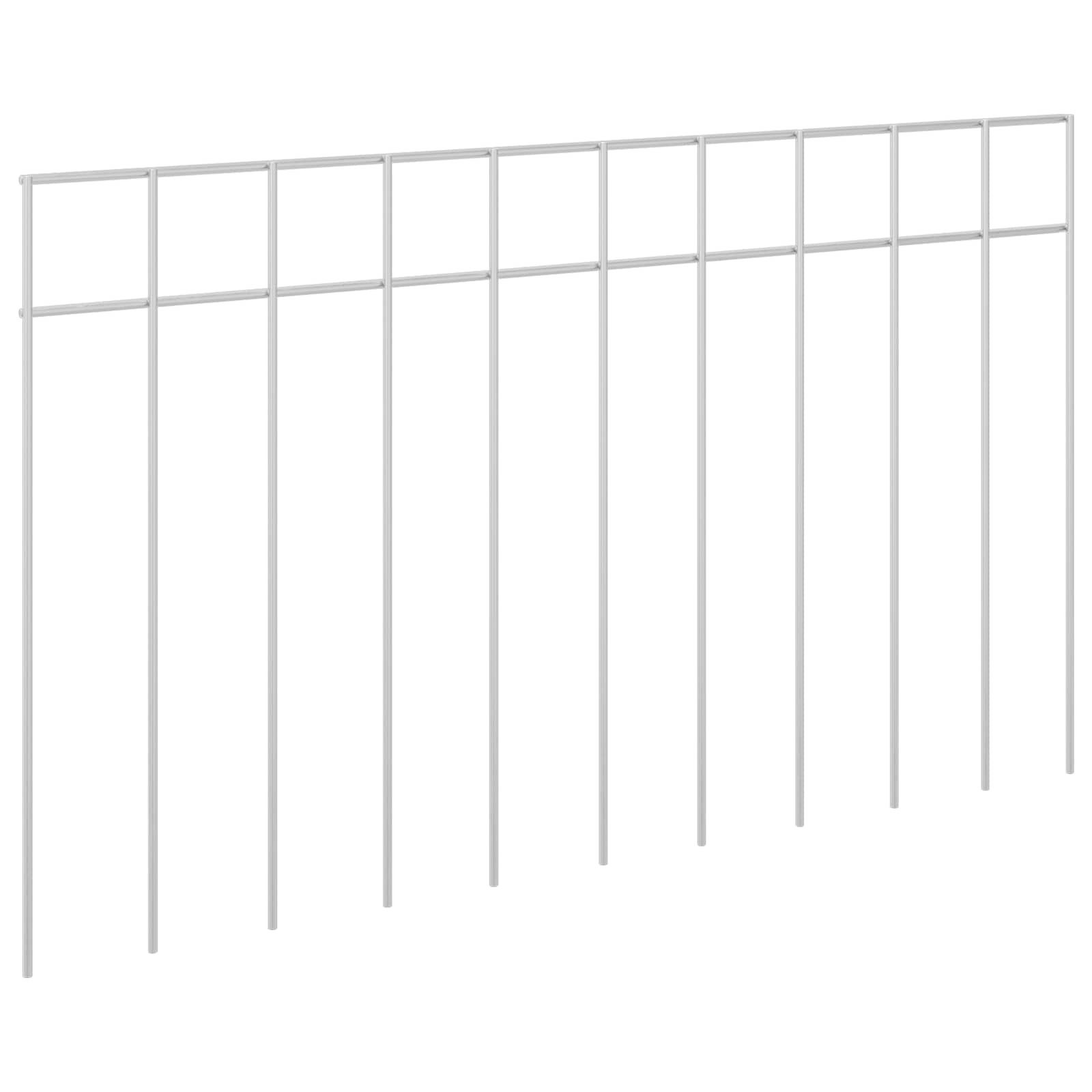 vidaXL Gartenzaun Gartenzaun-Paneel 24 pcs Verzinkter Stahl Silber, (24-St)