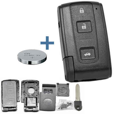 mt-key Auto Schlüssel Smartkey Gehäuse + TOY43 Notschlüssel Rohling + CR2032 Knopfzelle, CR2032 (3 V), für Toyota Funk Fernbedienung