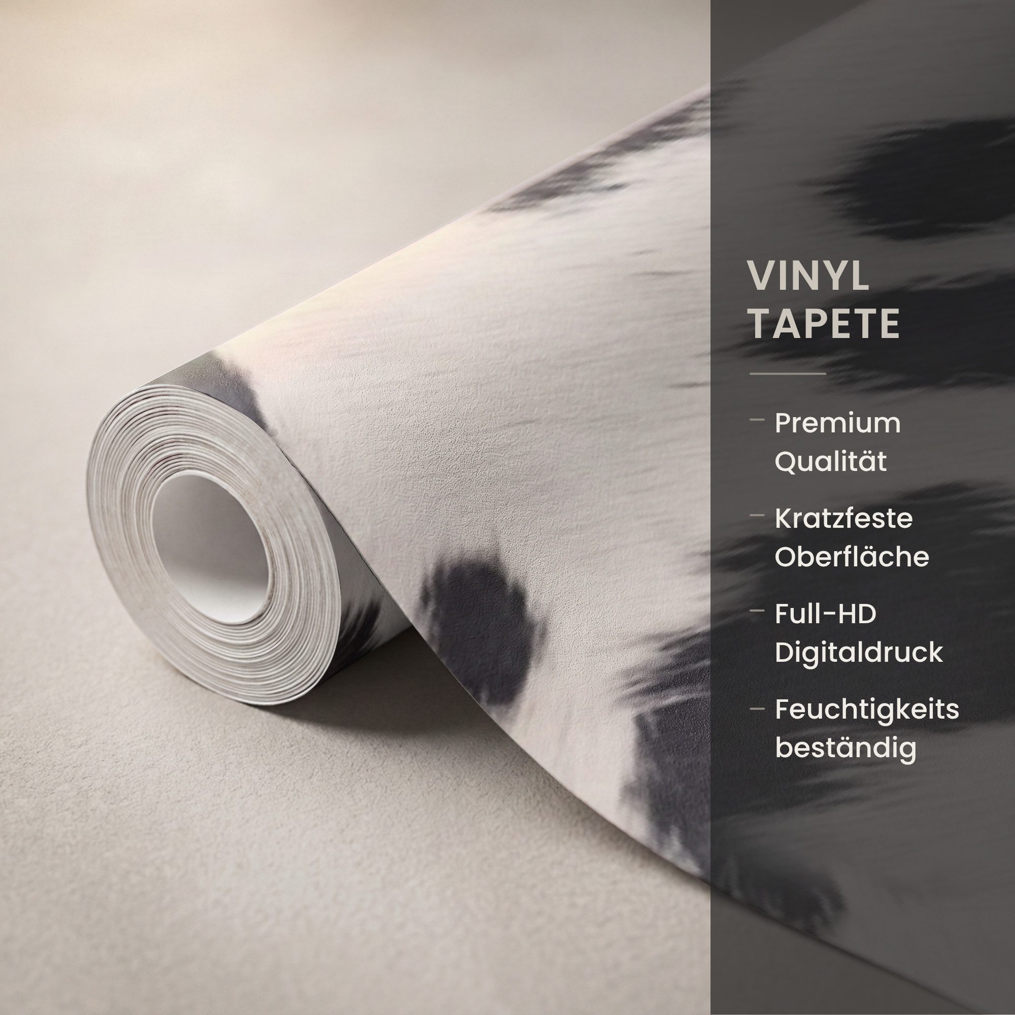 OnlyWow Fototapete Muster - Mantel - Schwarz - Weiß, Matt, bedruckt, Wandtapete, Wohnzimmer, Vinyl Tapete 260x220cm