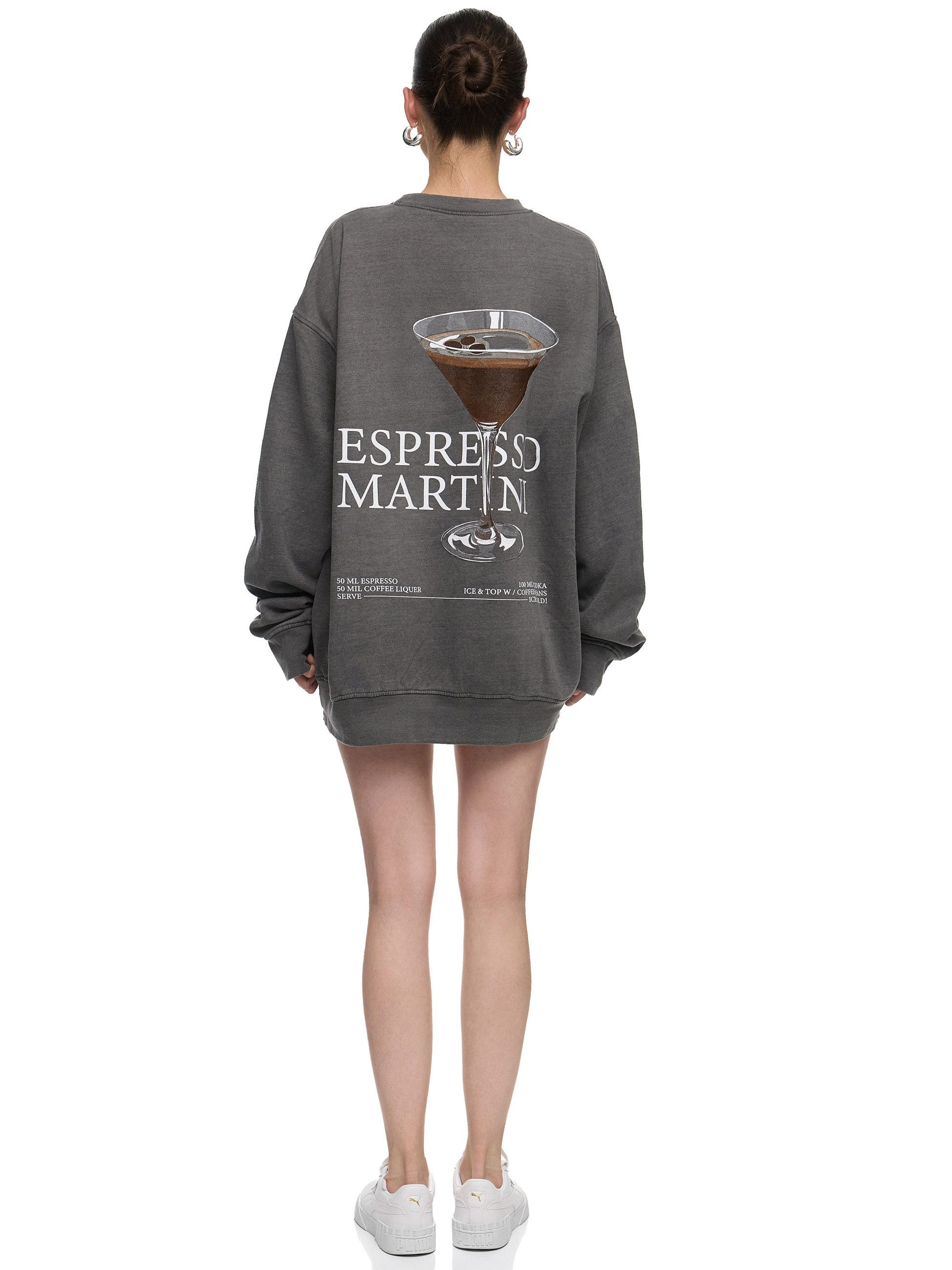 Worldclassca Sweatshirt Worldclassca Oversized Sweatshirt ESPRESSO Print Langarm Pullover Print ESPRESSO MARTINI