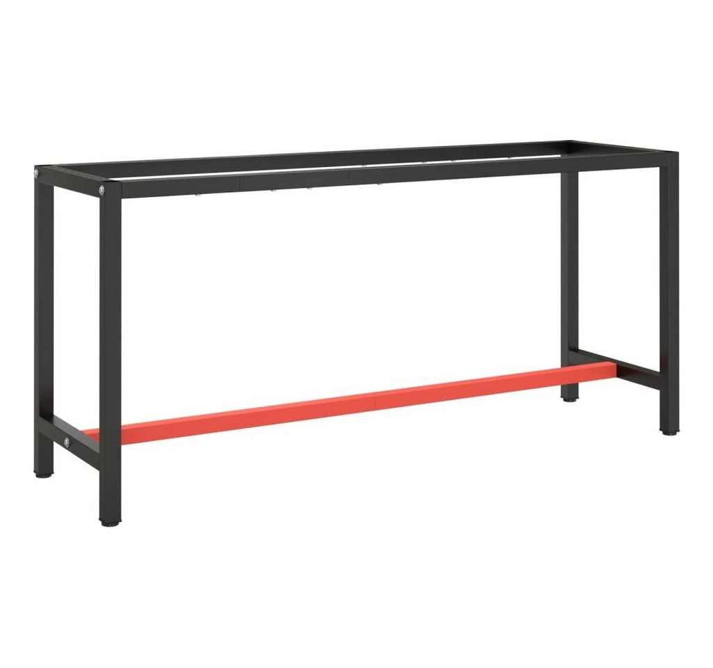 vidaXL Tischbein Werkbankgestell Mattschwarz und Mattrot 170x50x79 cm Metall