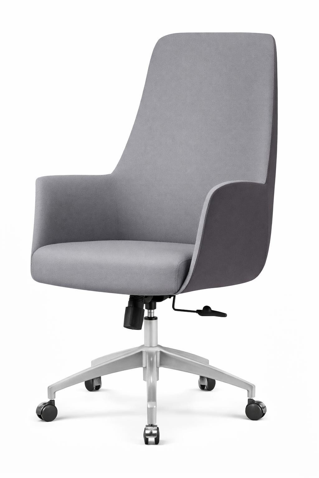 Xlmoebel Chefsessel Eleganter grauer Chefsessel mit hoher Rückenlehne und Armlehnen, Made in Europa