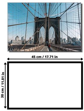 Victor (Zenith) Acrylglasbild Acrylglasbild \"Flag over Brooklyn Bridge\" - Größe: 30 x 45 cm, Städte, In 30 x 45 cm, Städte, Bilder New York, Glasbilder Brücke
