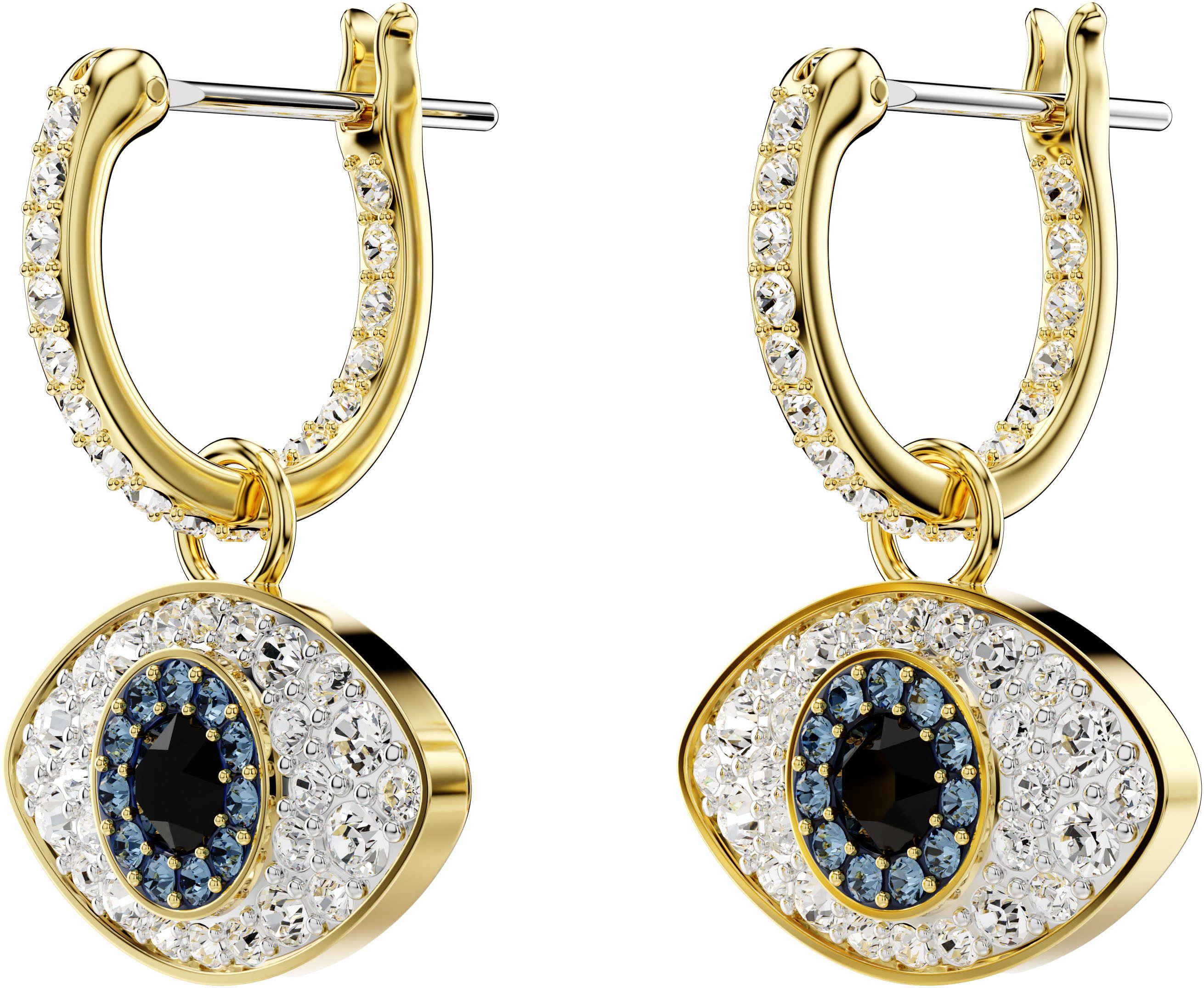 Swarovski Paar Creolen Symbolica Böser Blick magisches Auge, mit Swarovski® Kristall, Einhänger abnehmbar