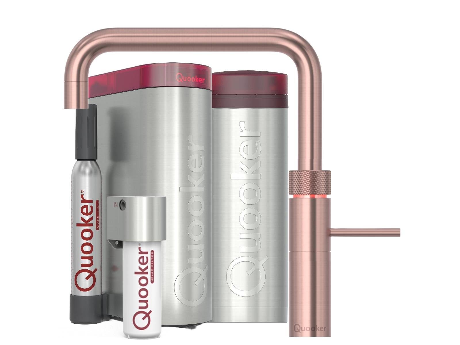 QUOOKER Küchenarmatur Fusion Square Set mit PRO3, CUBE Kupfer Rosé FNSRCO PRO3 CUBE2 *inkl. 7 JAHRE GARANTIE*