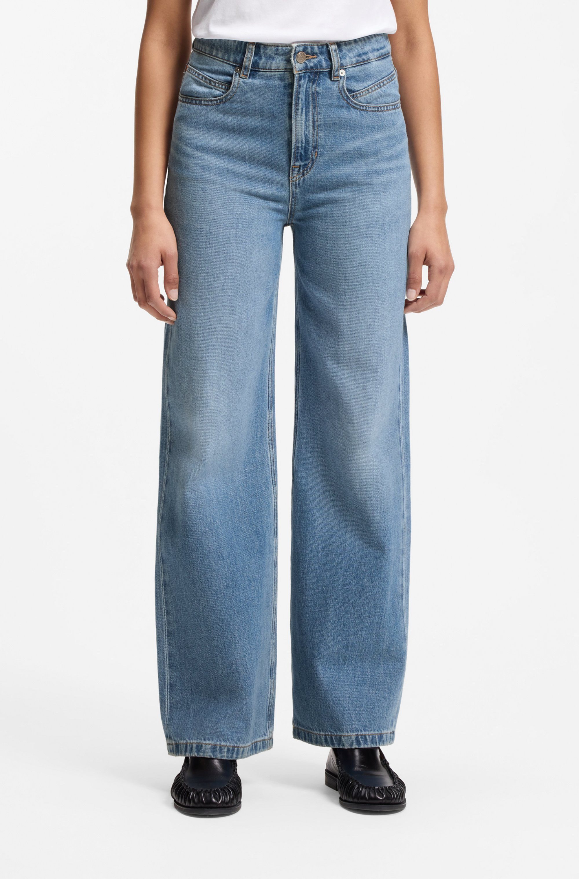 BOSS ORANGE Weite Jeans MARLENE HR 12.0 Premium Damenmode mit hohem Bund, Wide Leg