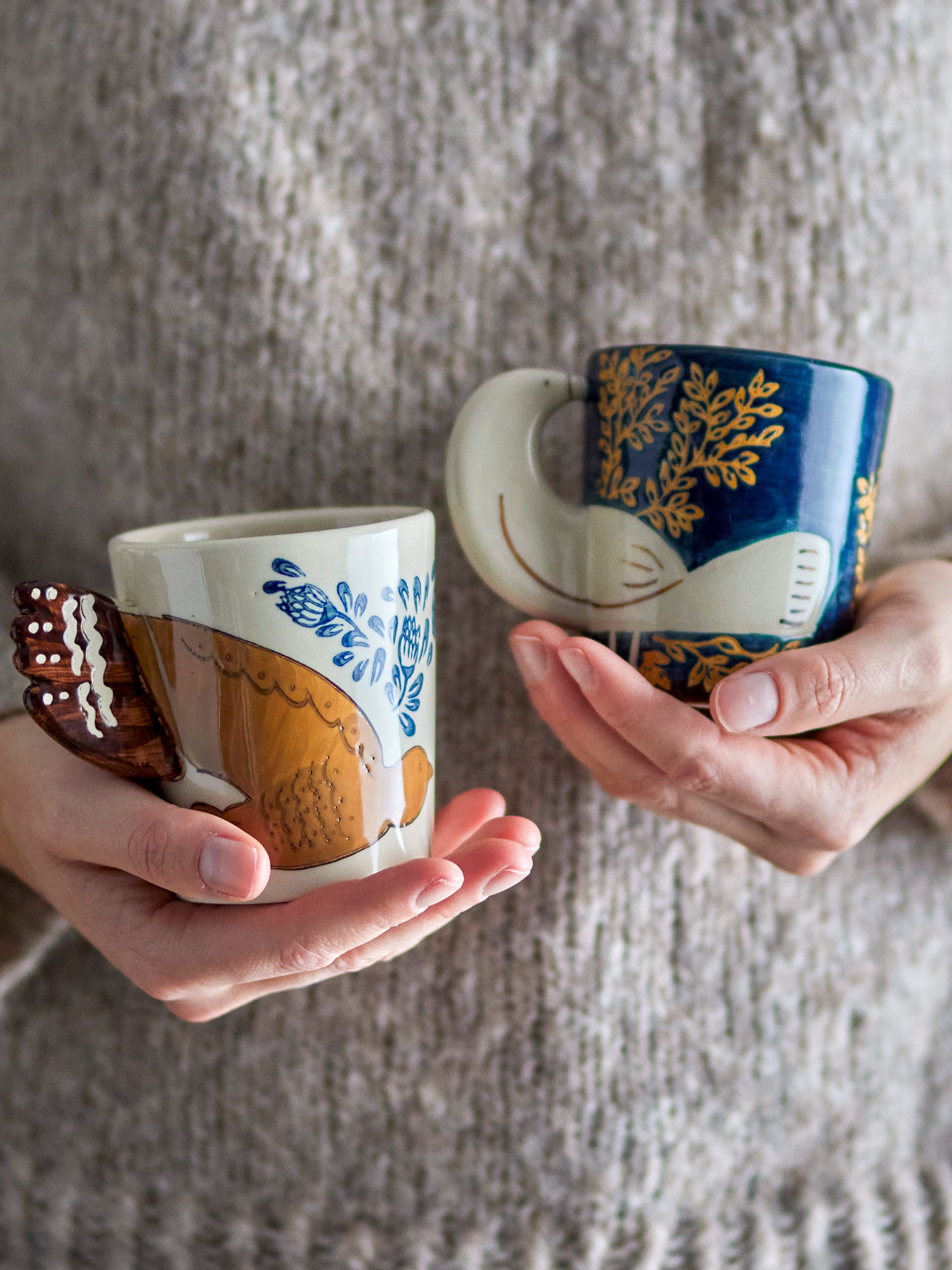 Bloomingville Tasse Bloomingville Hezha Tasse, Blue, Steingut