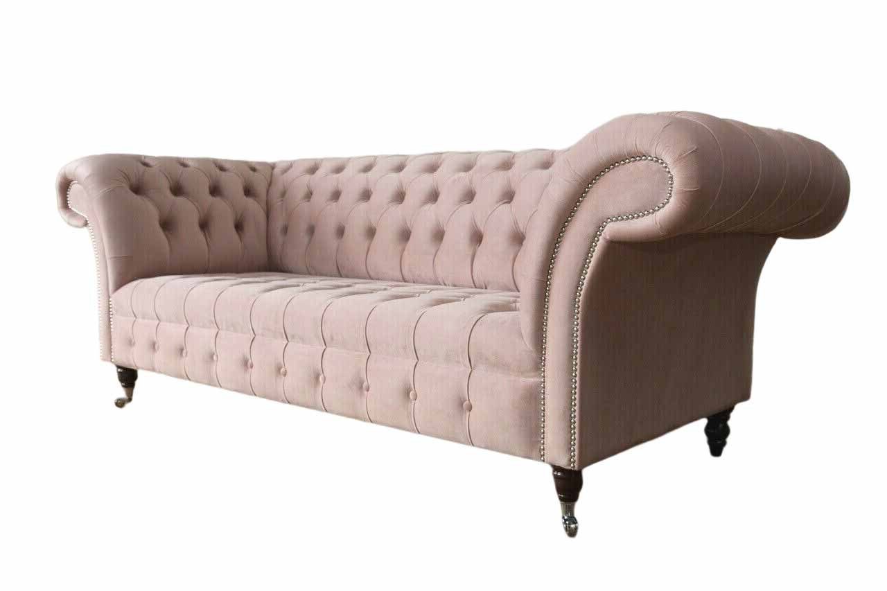 JVmoebel Chesterfield-Sofa, Sofa Chesterfield Couch Klassisch Design Sofas Rosa Wohnzimmer
