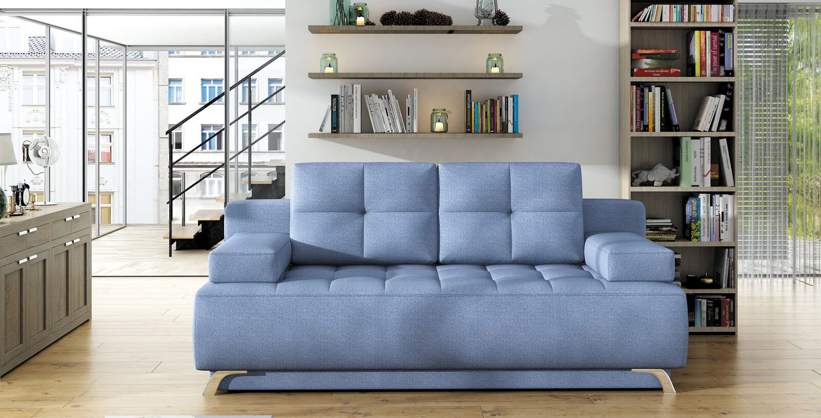 Dunkelblau Design Sofa JVmoebel Sofa Europe in 2 Möbel, Couchen Made Sofa Luxus Modern Sitzer Couch