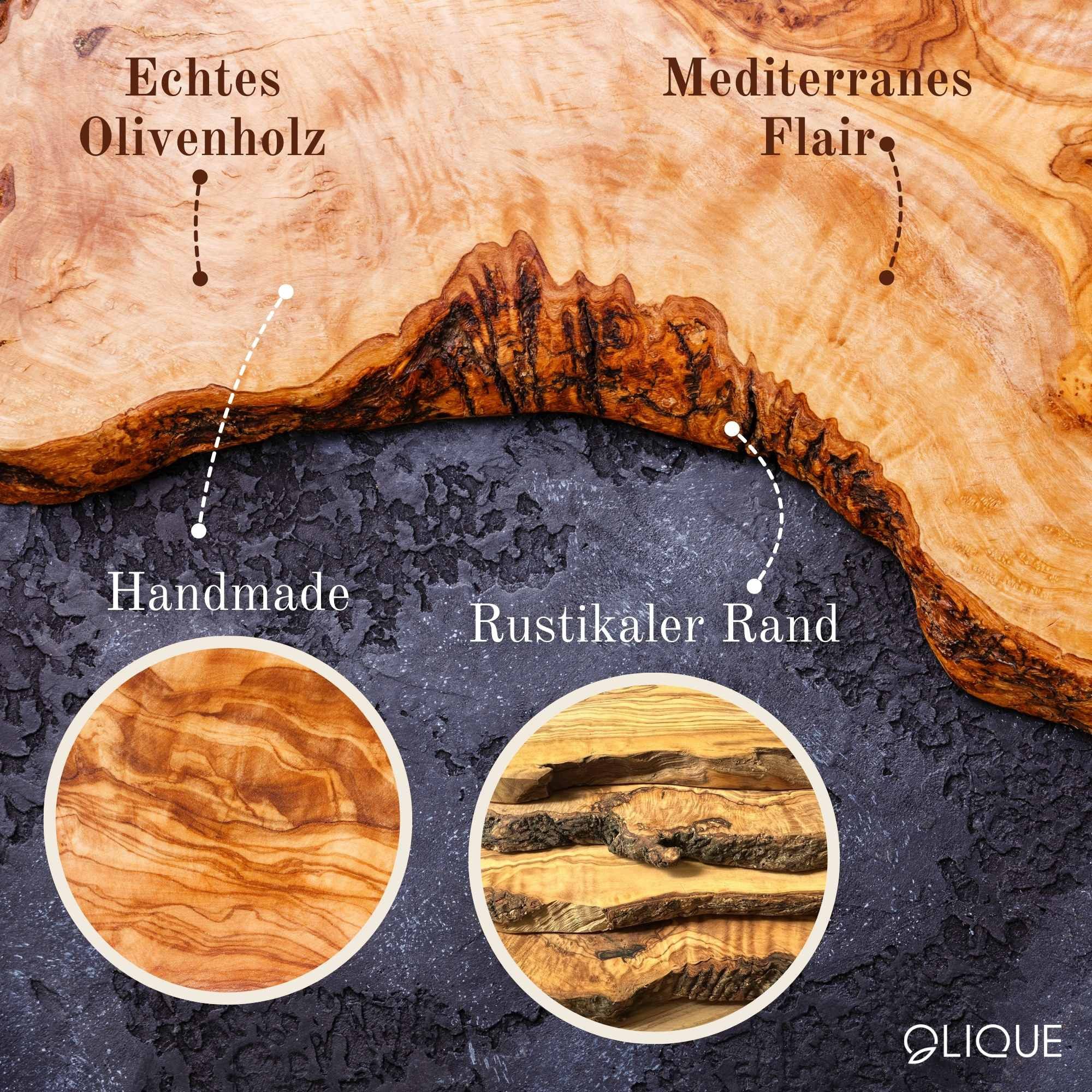 OLIQUE Futterstation für Hunde & Katzen – Trio mit drei Porzellanschalen aus Olivenholz, Porzellan