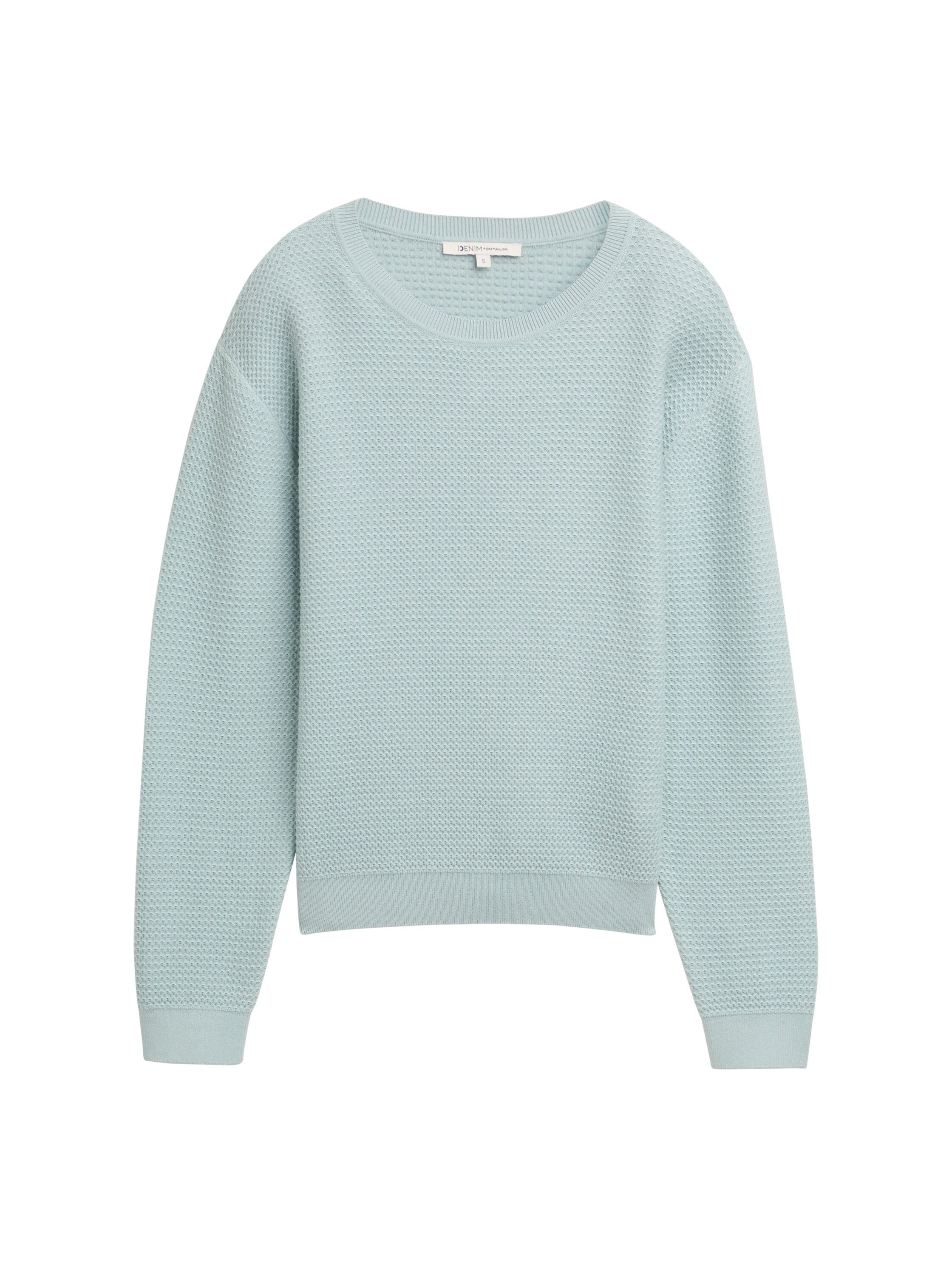 TOM TAILOR Denim V-Ausschnitt-Pullover mit Rippbündchen