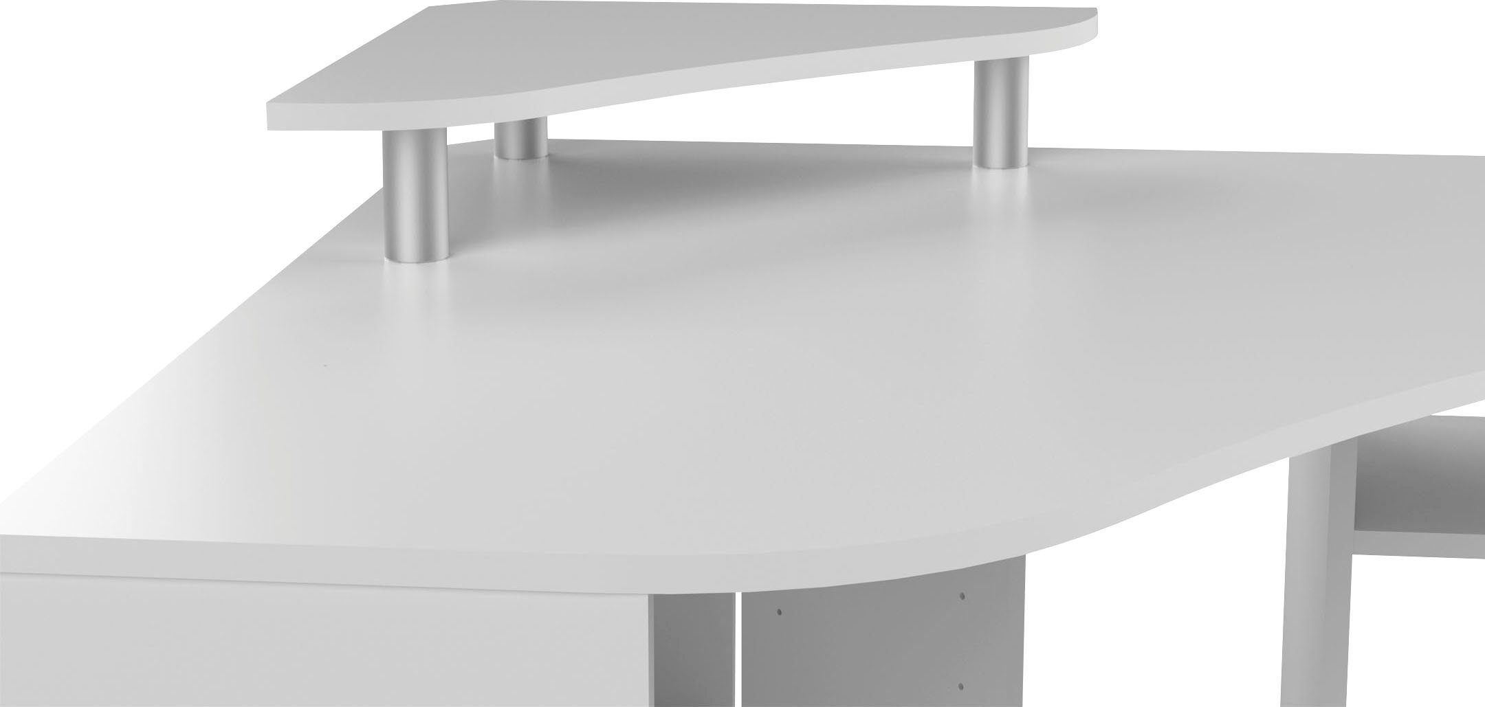 TemaHome Schreibtisch Corner, Melamingestell, Tischplatte Farbvarianten, Breite 94 weiß | untersch. weiß cm in