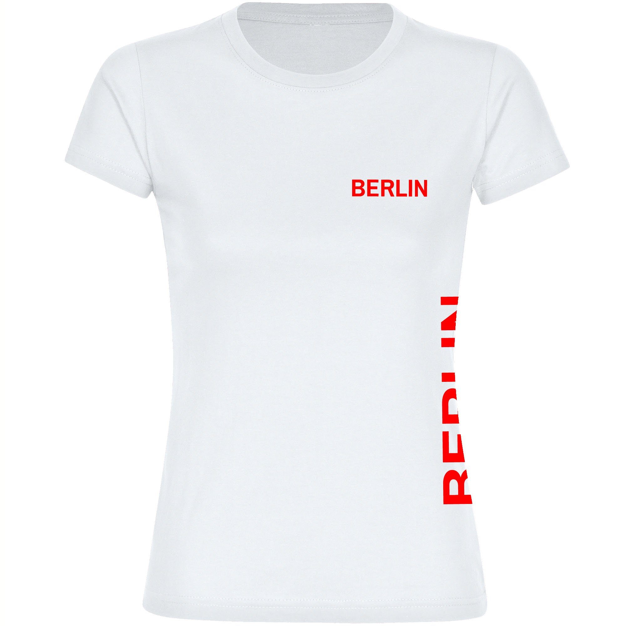 multifanshop T-Shirt Damen Berlin rot - Brust & Seite - Frauen