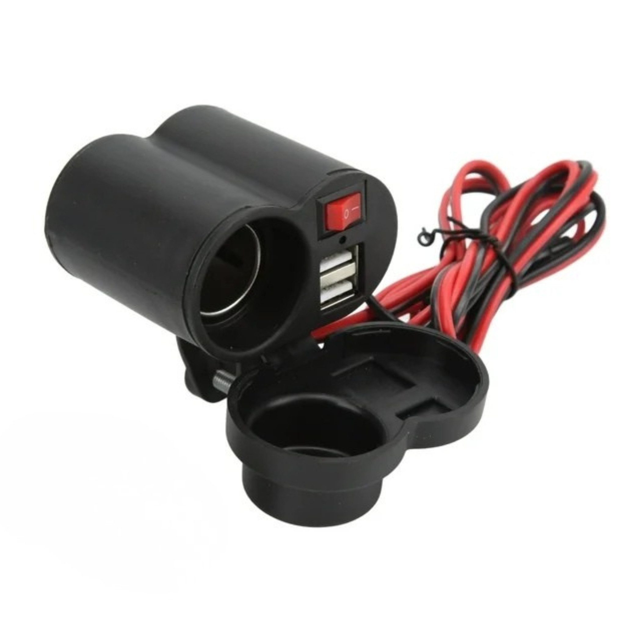 Bolwins D72C Motorrad Steckdose Dual USB Ladegerät mit Zigarettenanzünder USB-Ladegerät (1500 mA, Packung, 1-tlg., 1x Motorrad USB Ladegerät mit Ein-/Ausschalter, 12V–24V Universal Power Konverter, USB 5V 2,5A, wasserdicht)